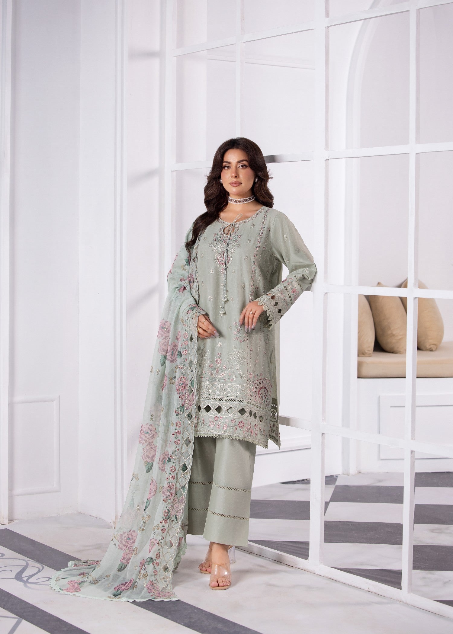 Bin Tayyab (BT006287 PST GRN) Women 3pcs