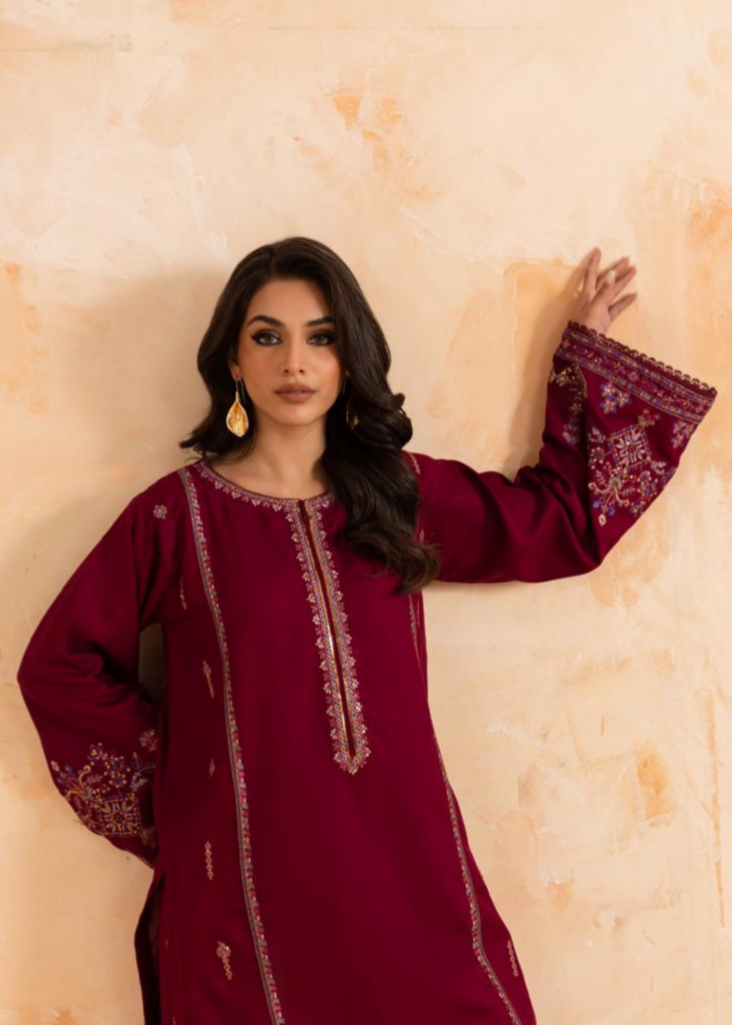 Afsarah Rosewood Luxury Embroidered Dress Women 2pcs