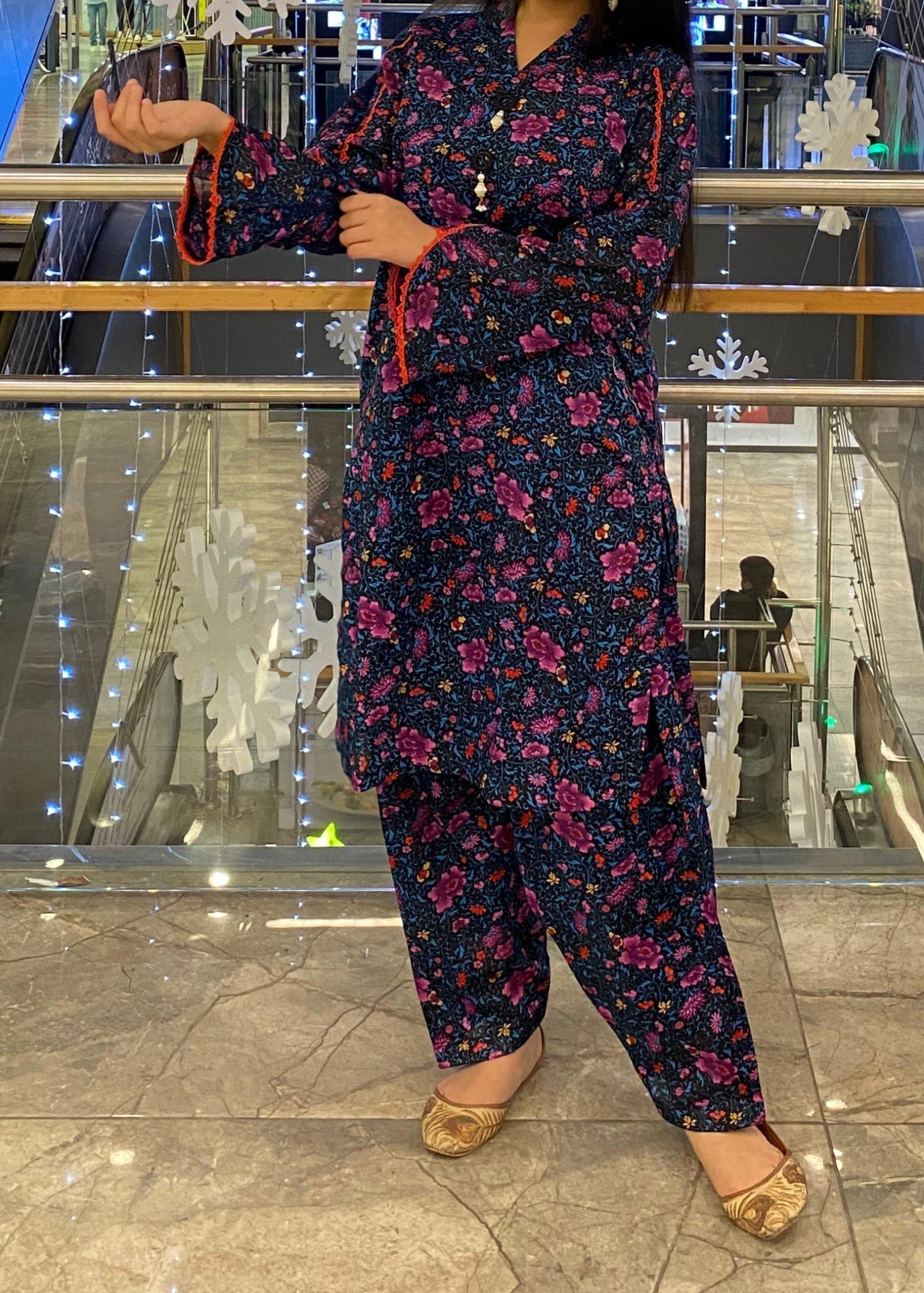 Namal Zara Ltd Forest Bloom Lawn – Navy Blue Co Ord Set Women 2pcs