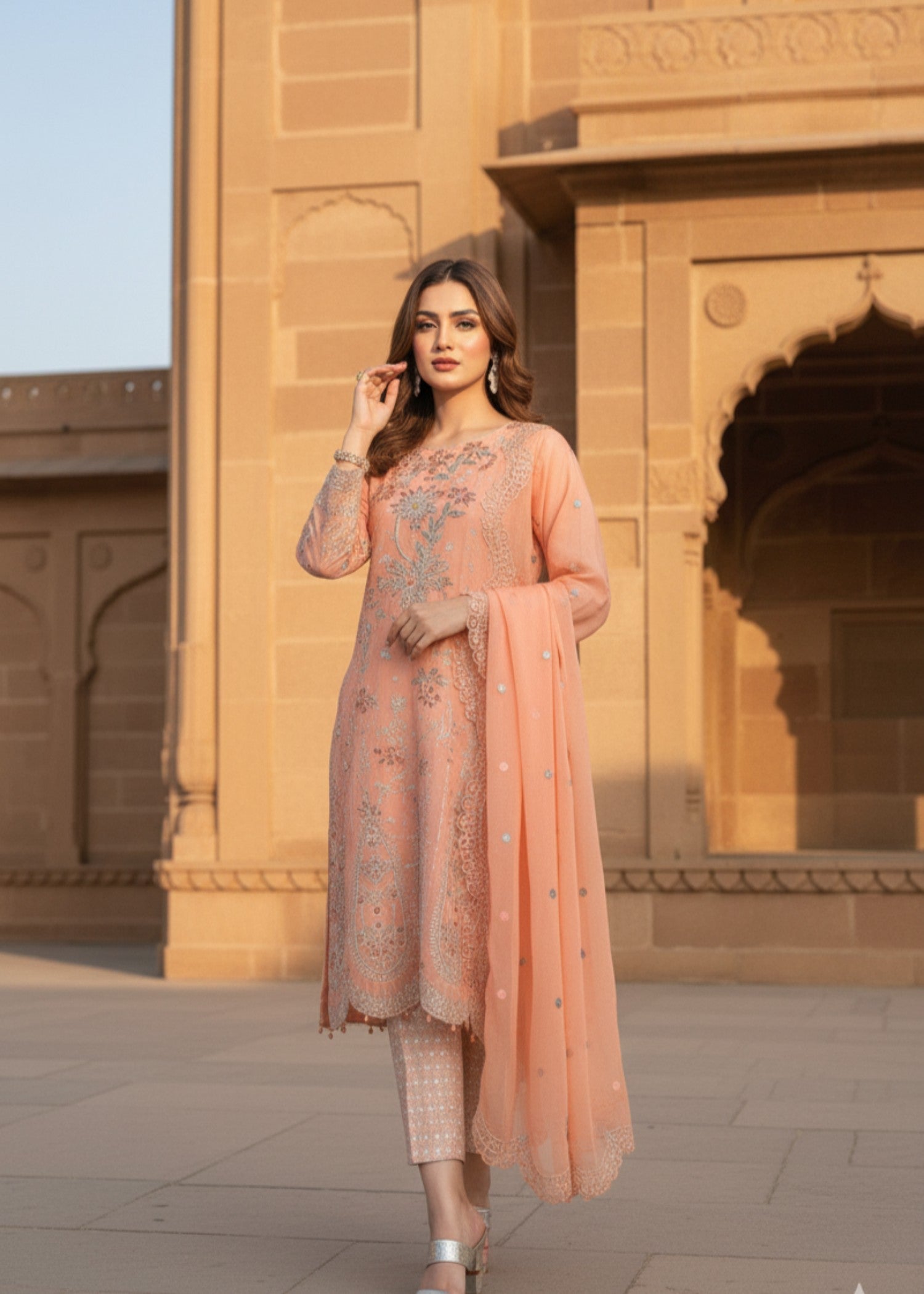 MMG Garments ZARPOSH| EMBROIDERED MMG 824 Women 3pcs