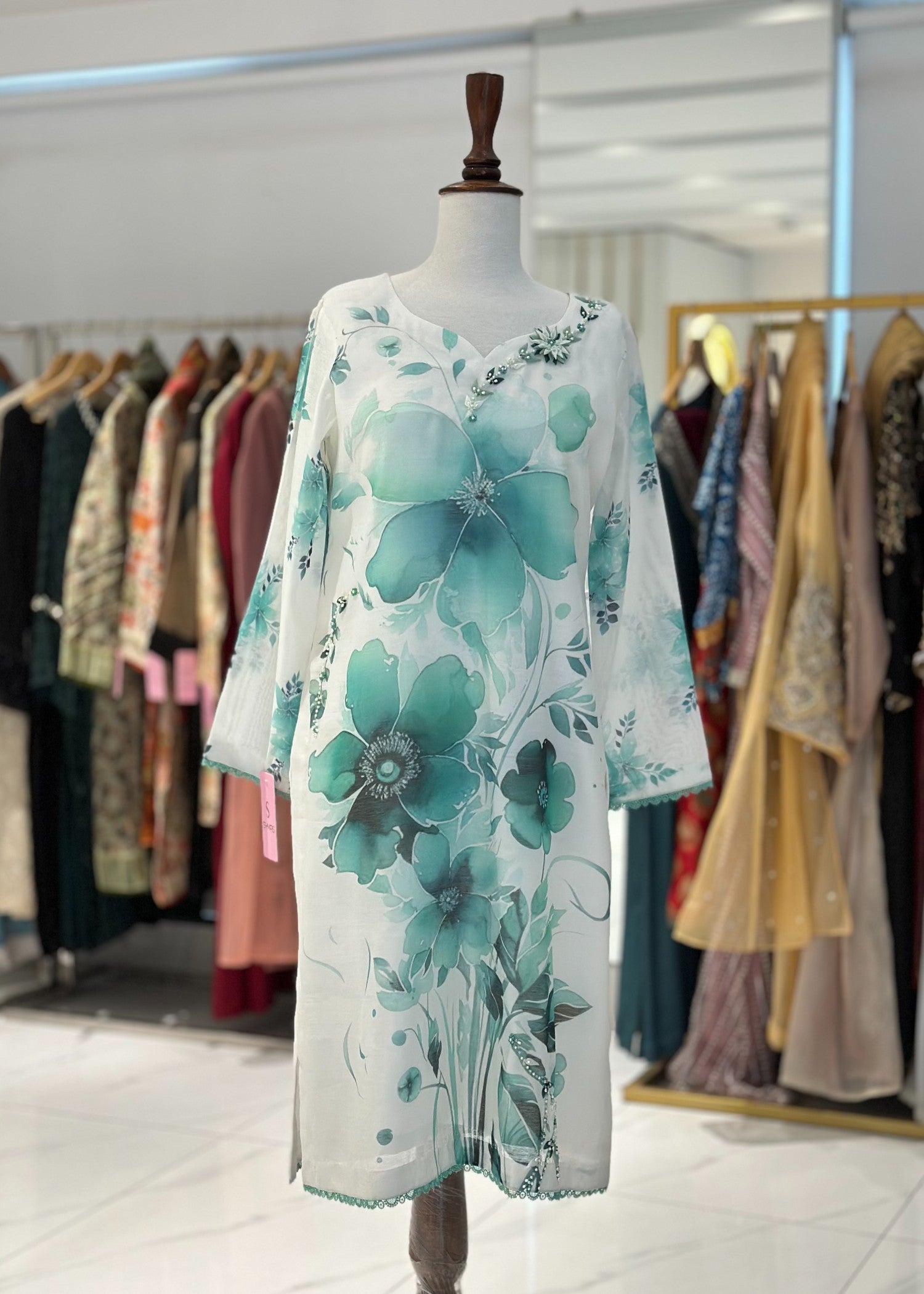 Symas White Cotten Silk Shirt And Dupatta Women 2pcs