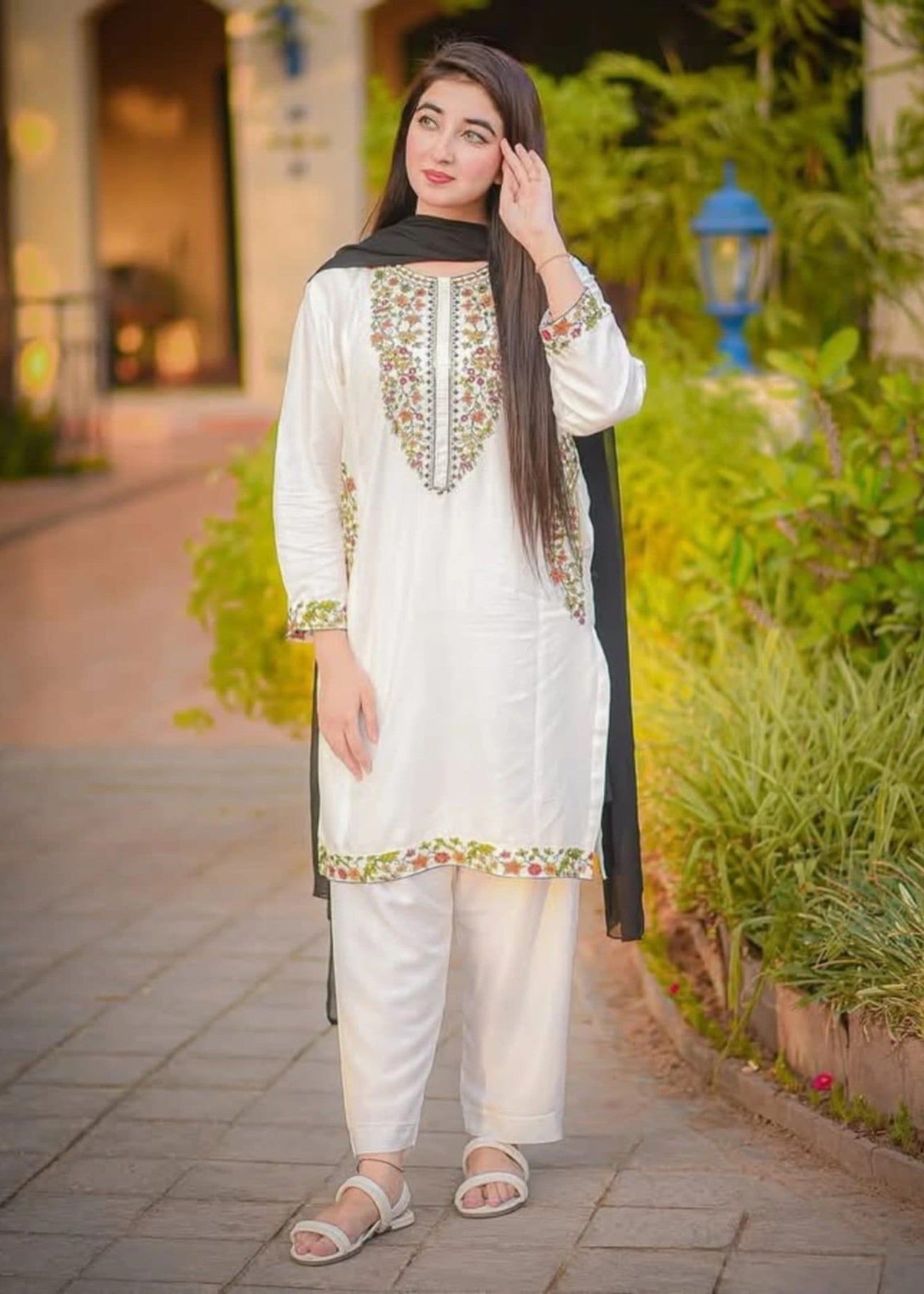 Bin Fatteh Fashion POCKET WHITE Women 2pcs