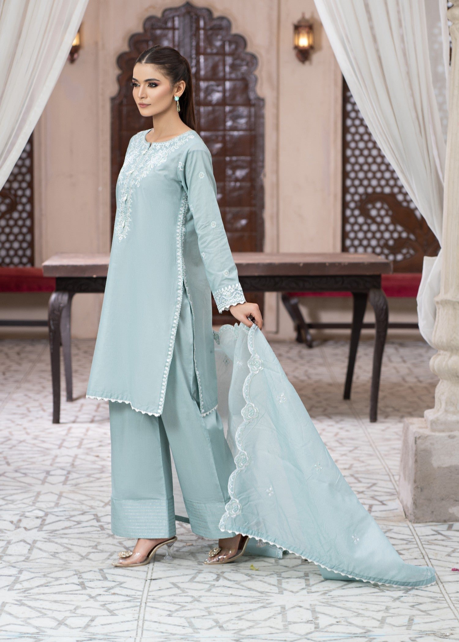 Madame Embroidered Cotton Suit 2758 Women 3pcs