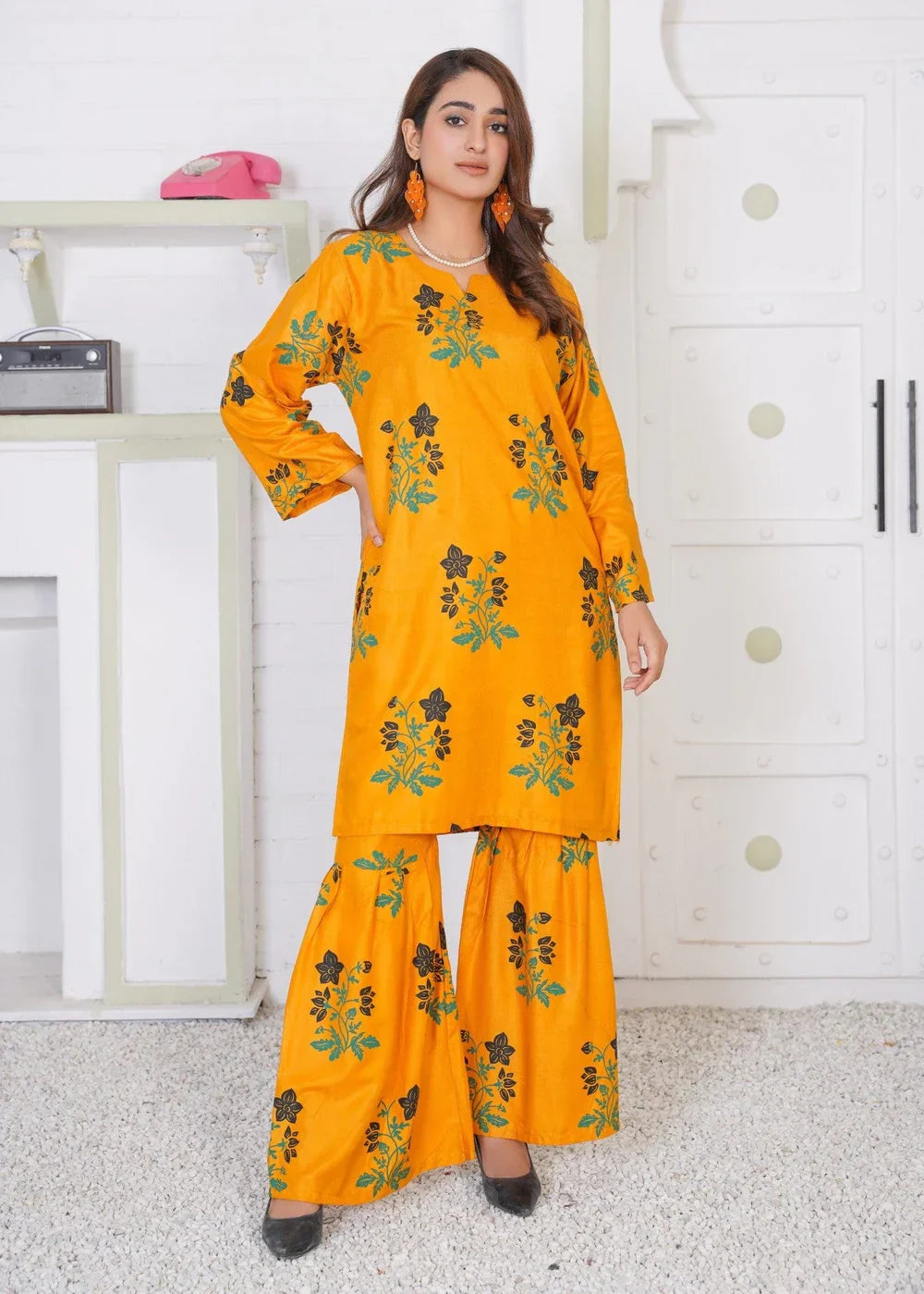 Gulposh Ghulab Gharar (Stitched ) Yellow Women 2pcs