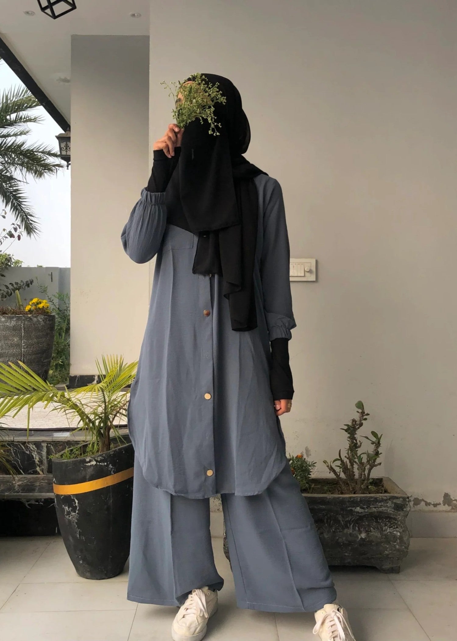 Al Rubab Collection Pocket Style Co Ord Set Mid Grey Women 2pcs