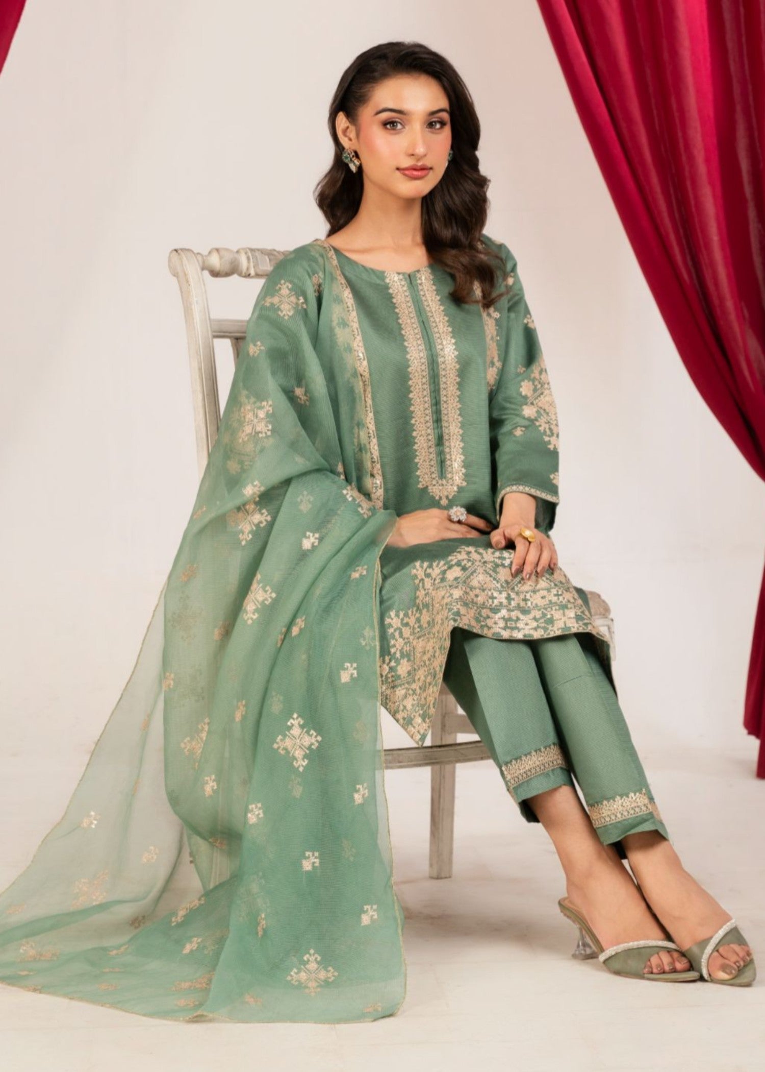 Al Burhan Apparel NAAZISH SEA GREEN Women 3pcs