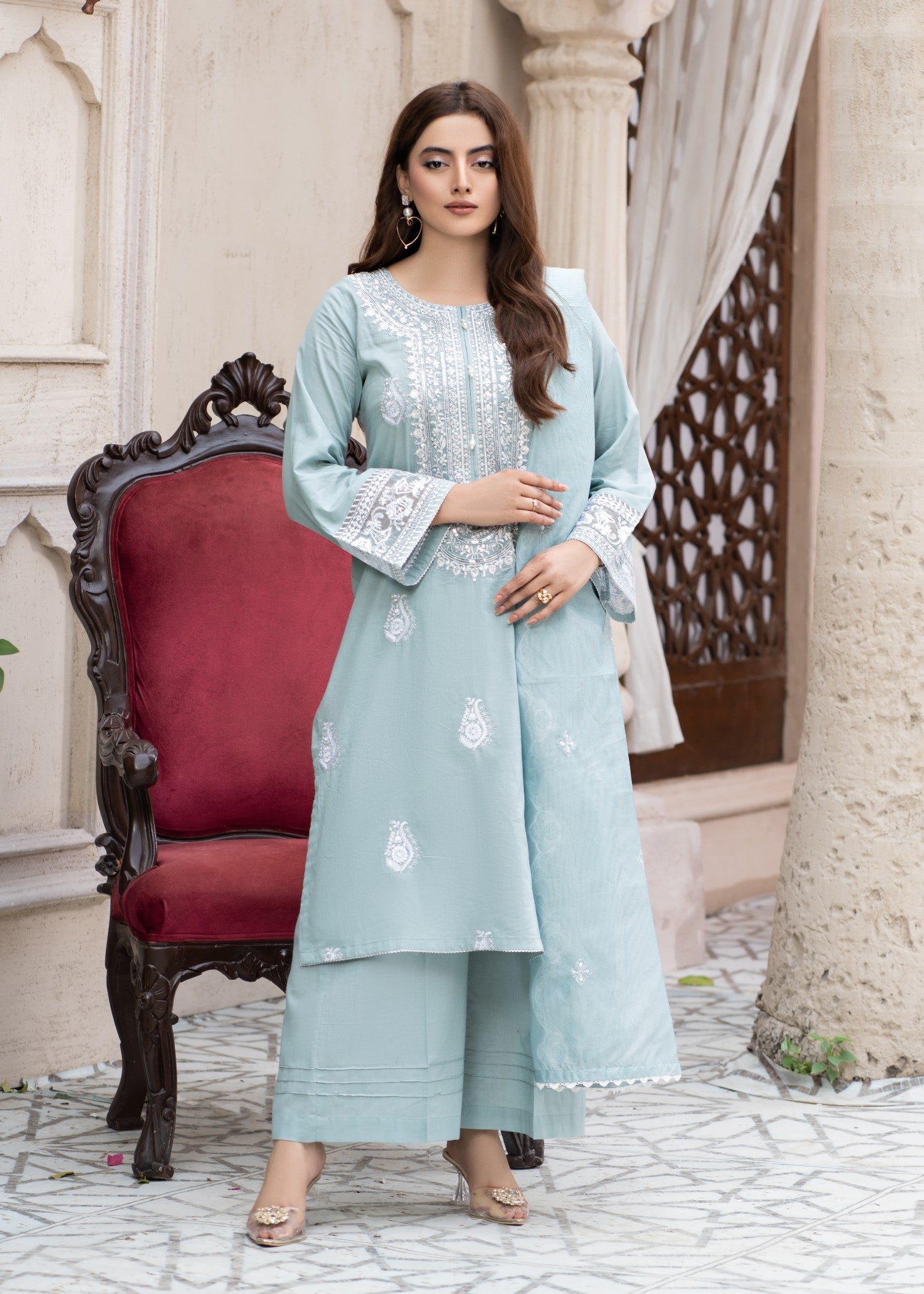 Madame Embroidered Lylic Suit 2756 Women 3pcs