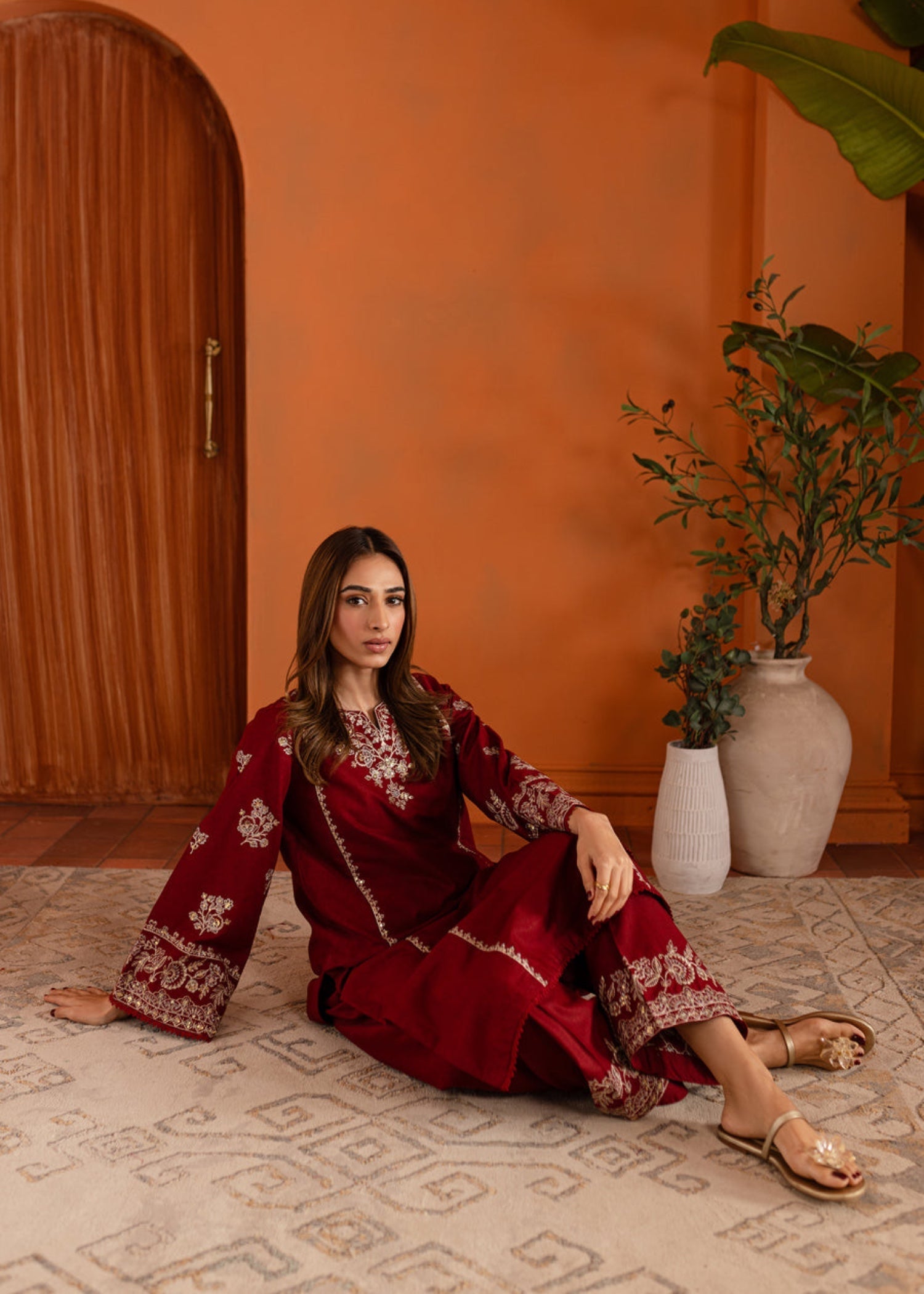 The Turkish Wear Ashnah Maroon Women 2pcs