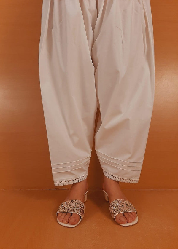 Zardi Laces Embellished Shalwar White ZSL06 Women 1pcs