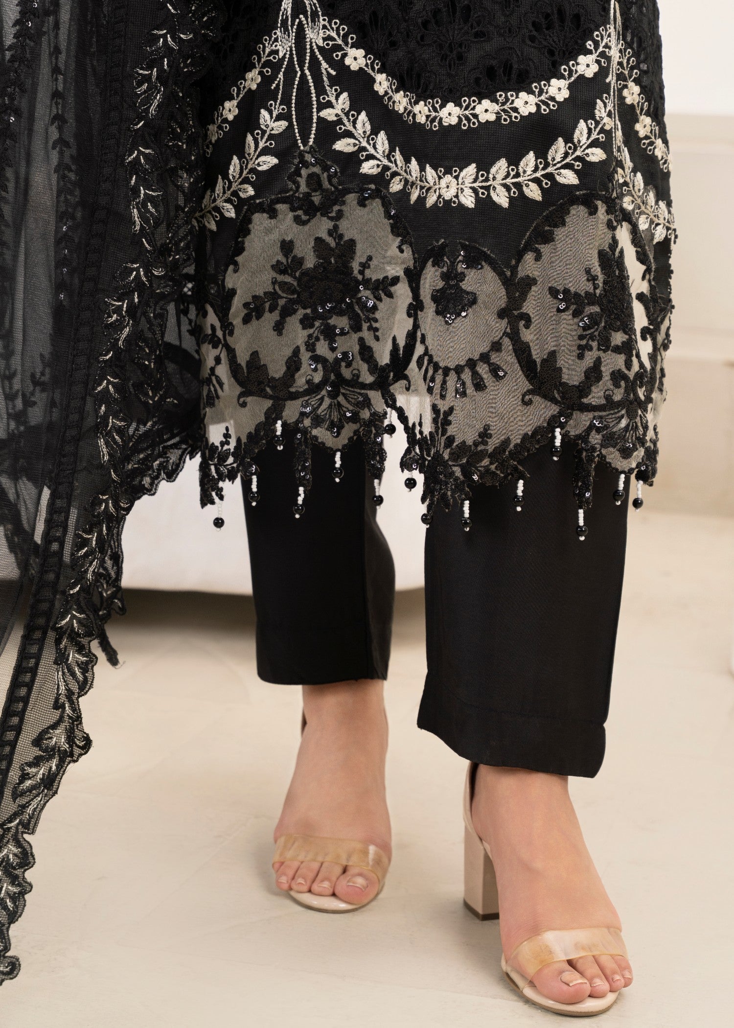 Khubsurat 3841 KH OR NT Black Embroidery Women 3pcs