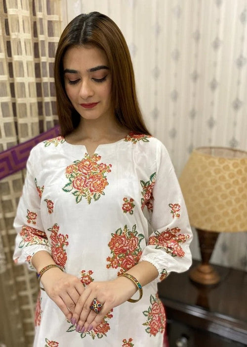 Anabya Garments NEW GULAB WHITE Women 2pcs