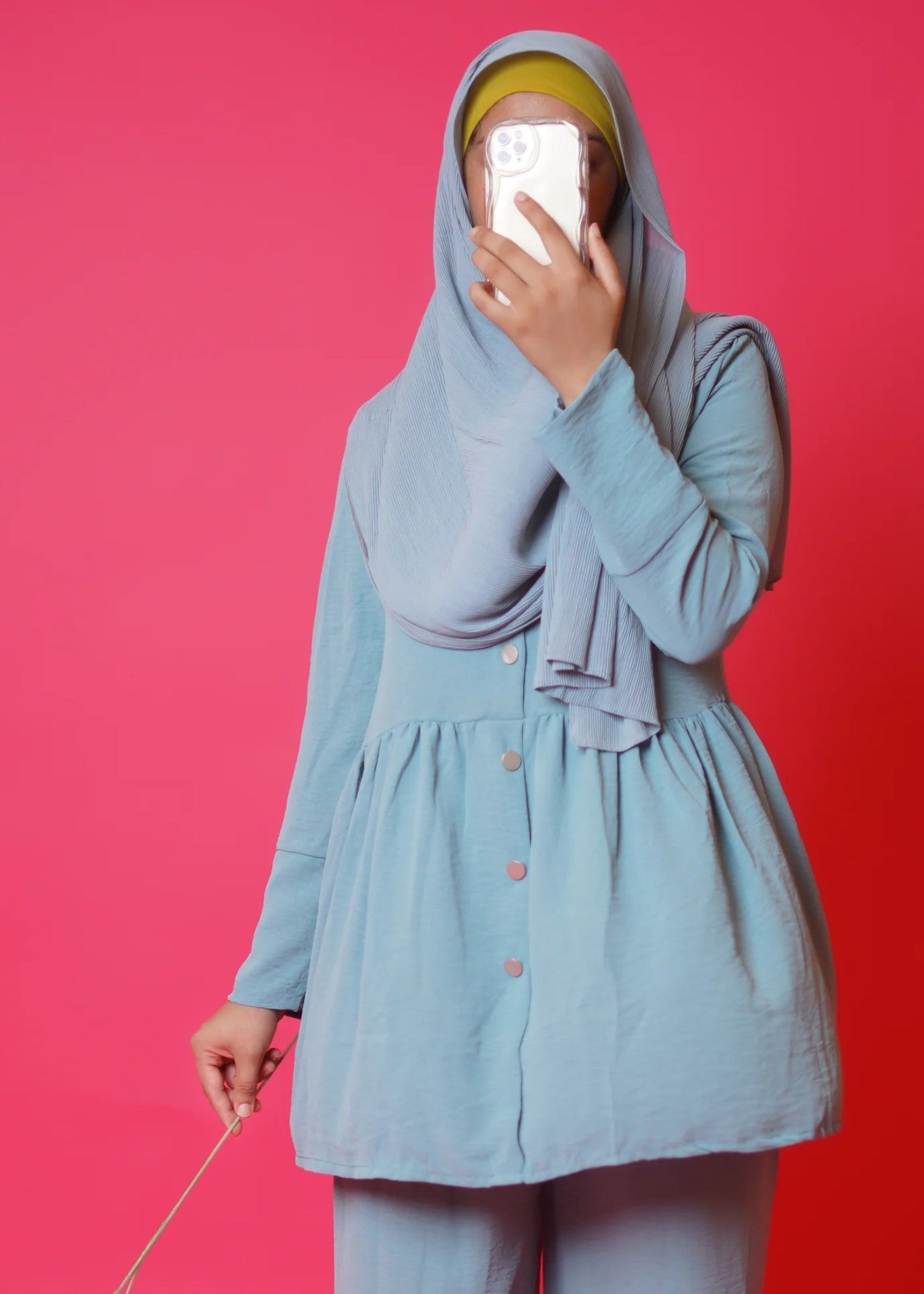 Al Rubab Collection Iris Frock Style Co Ord Set Ice Blue Women 2pcs