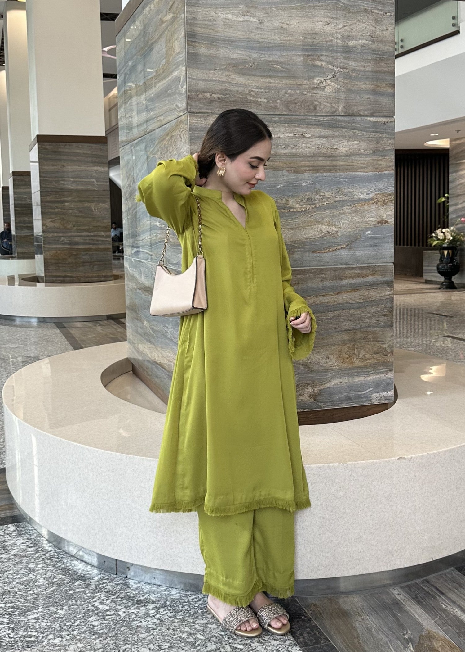 Zenyre Lime Glow Solid Set Women 2pcs