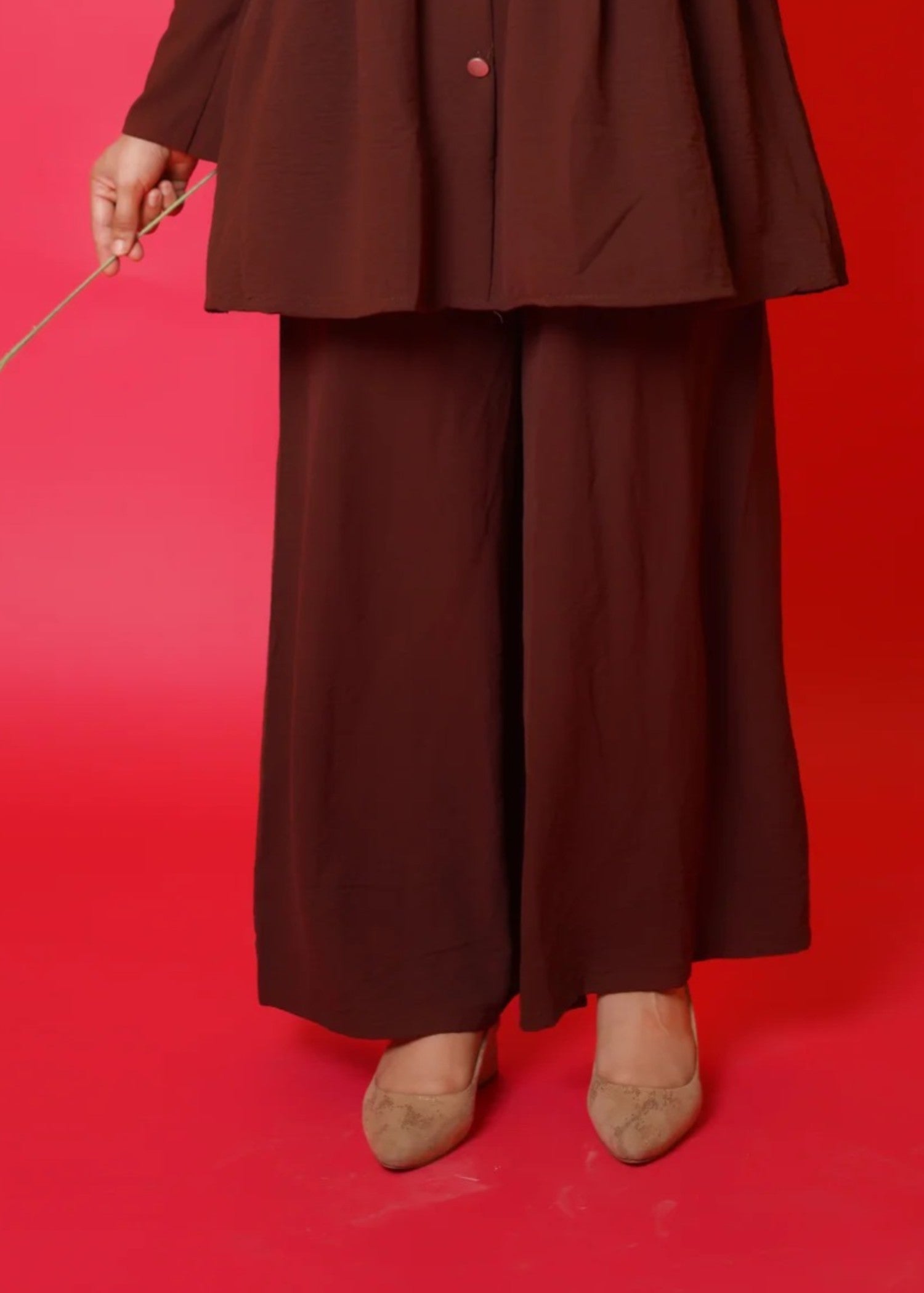 Al Rubab Collection Iris Frock Style Co Ord Set Dark Brown Women 2pcs