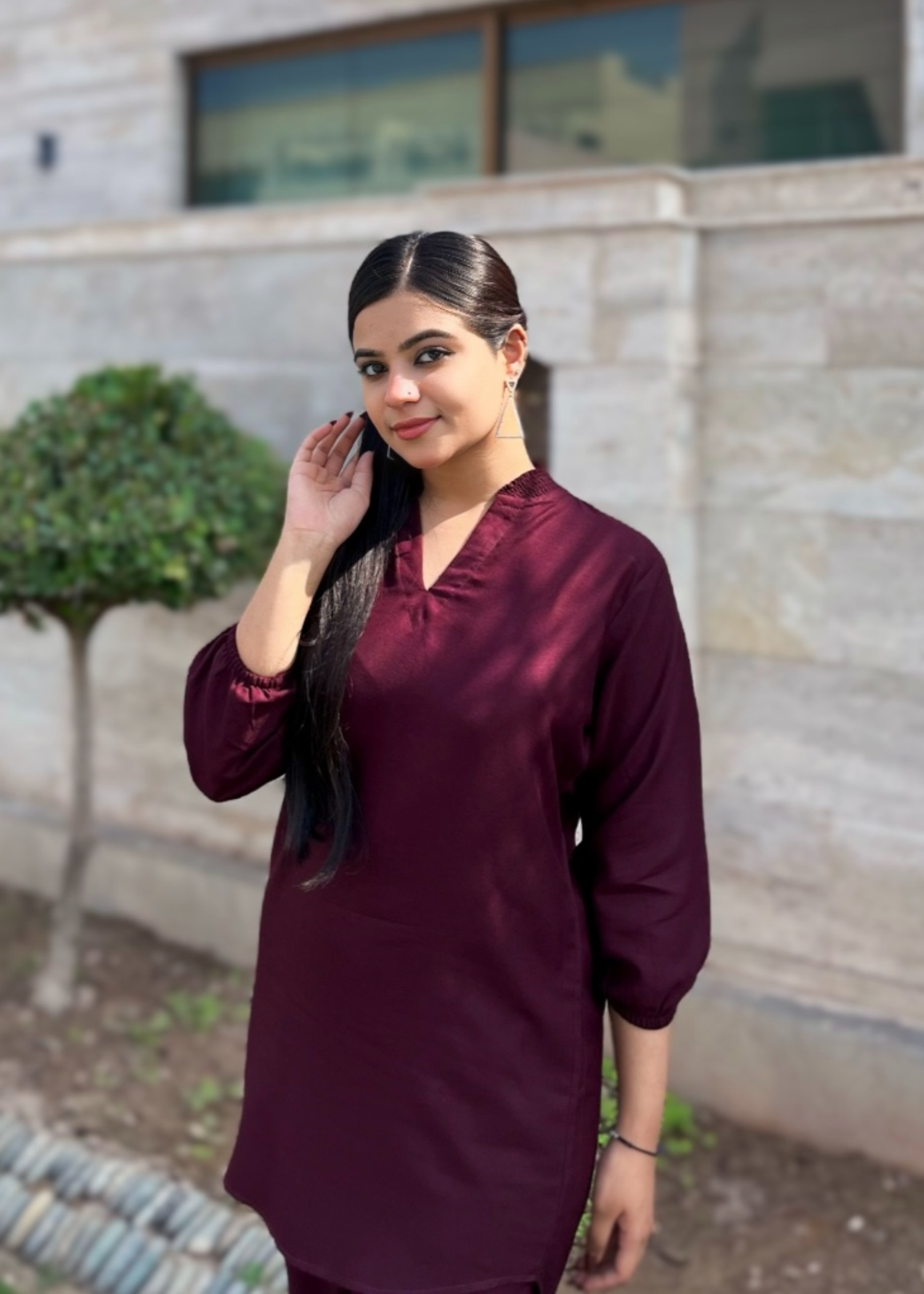 Preetpret Amel Maroon Solid Women 2pcs