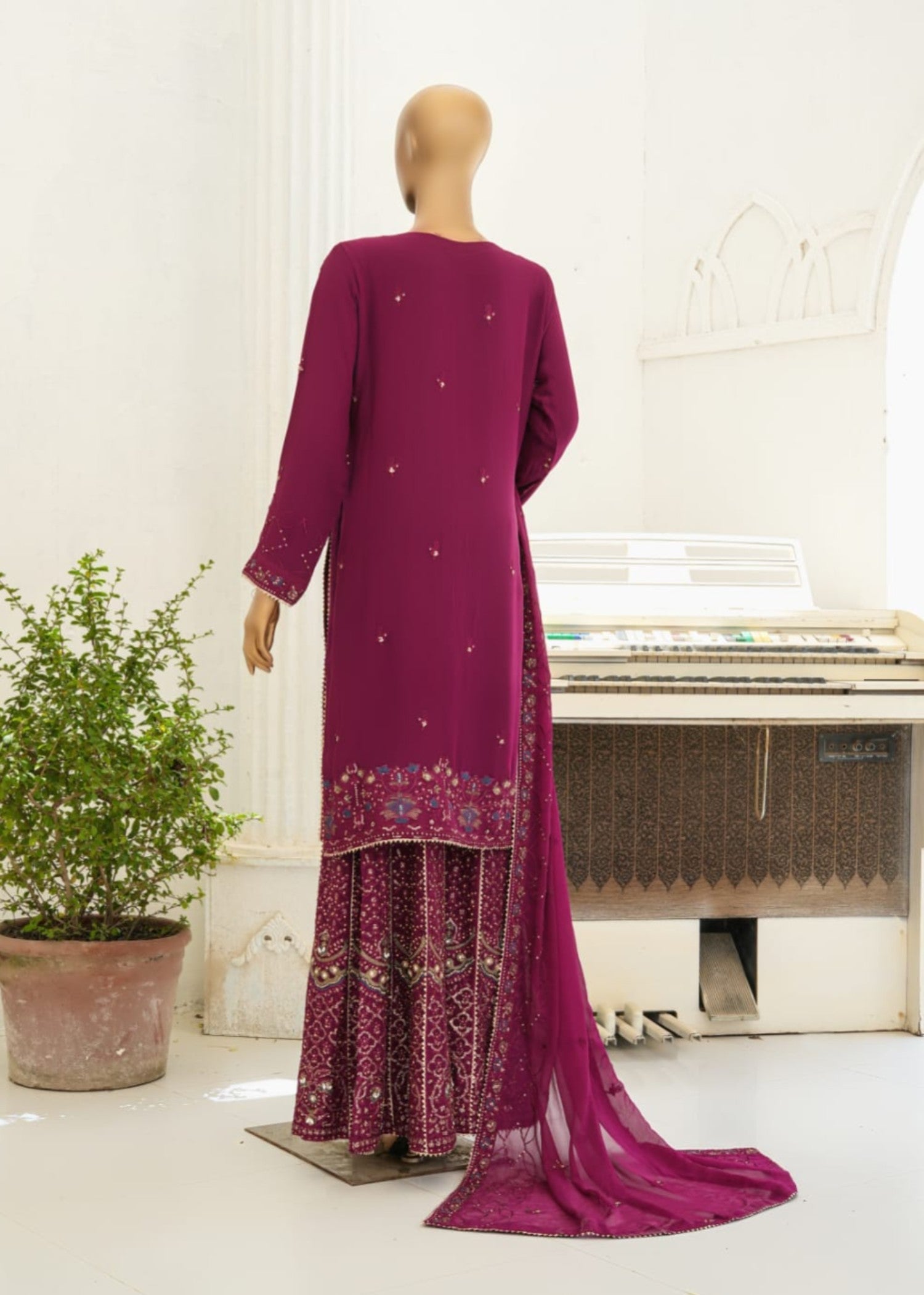 Ahmed Creations ALISHBA BURGUNDY Women 3pcs