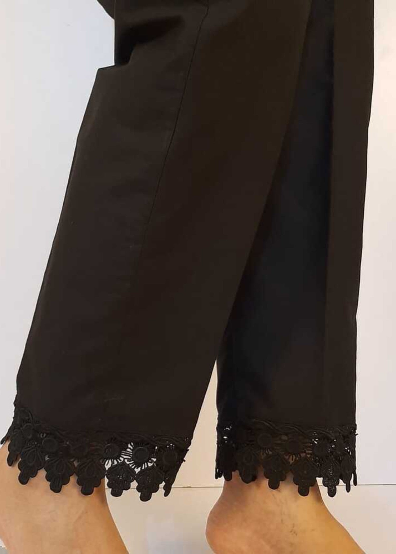 Zardi Cotton Trouser With Bottom Lace Black ZT200 Women 1pcs