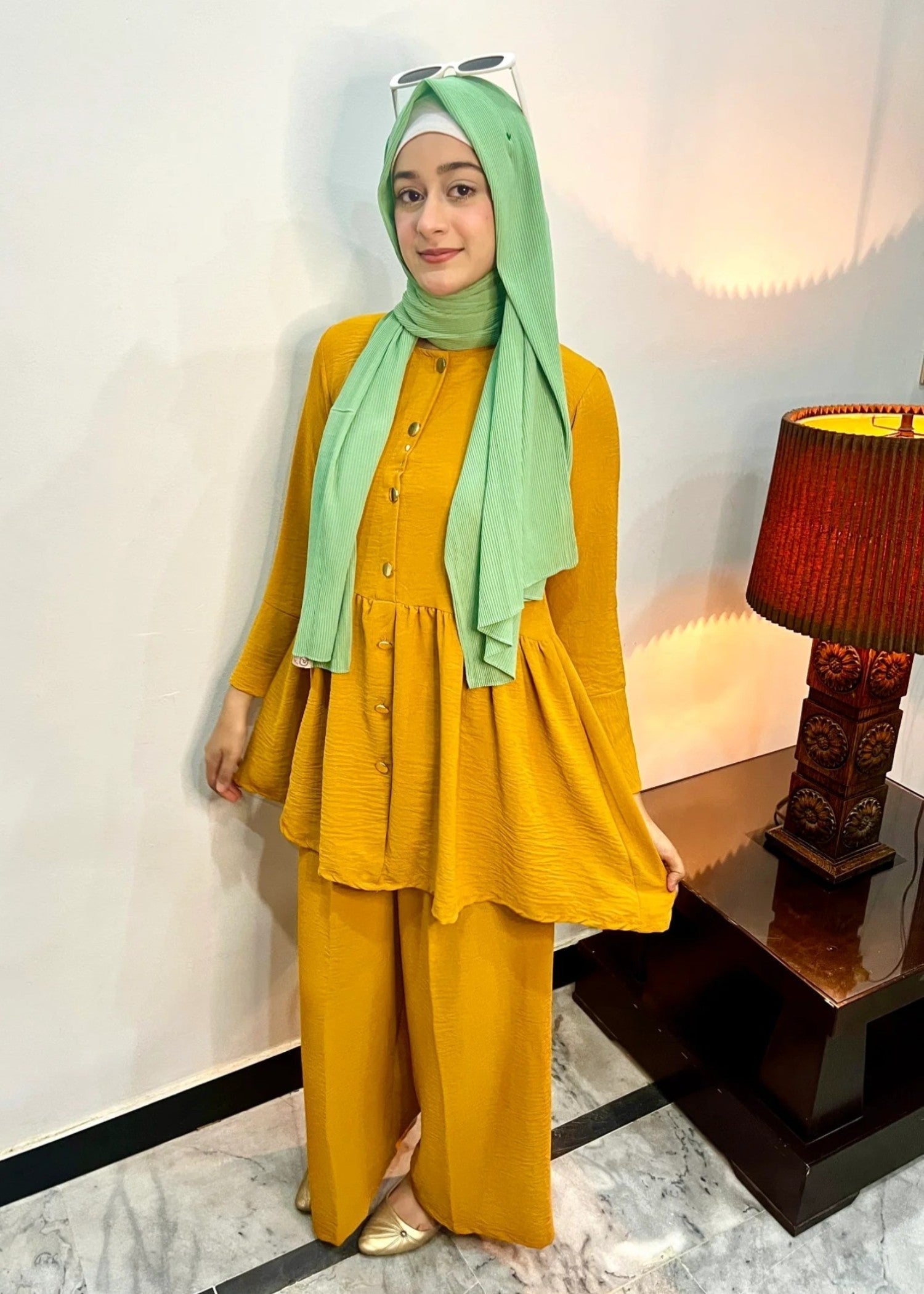 Al Rubab Collection Iris Frock Style Co Ord Set Marigold Women 2pcs