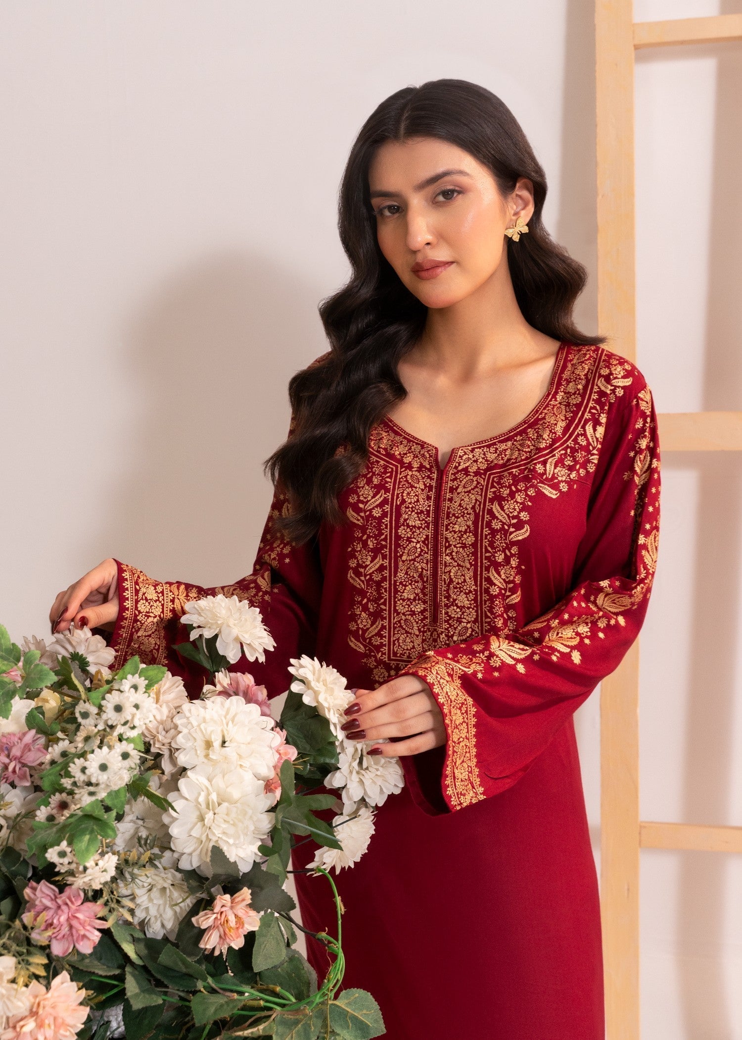 Zeekstore Maroon printed kurta Only Women 1pcs