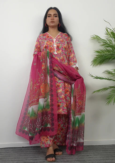Namal Zara Ltd Summer Pret Lawn Lollipop Pink Floral Design Women 3pcs