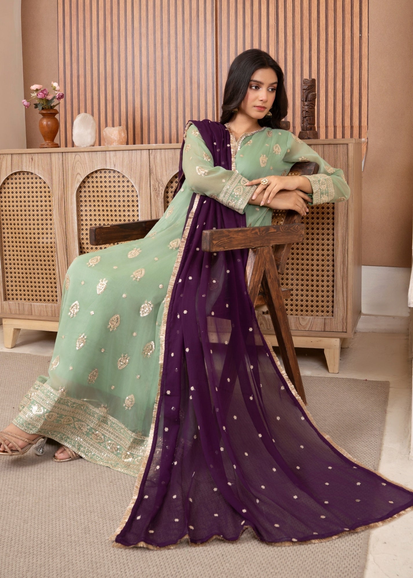 Abaan Zohan Raunak Pastel Green Women 3pcs