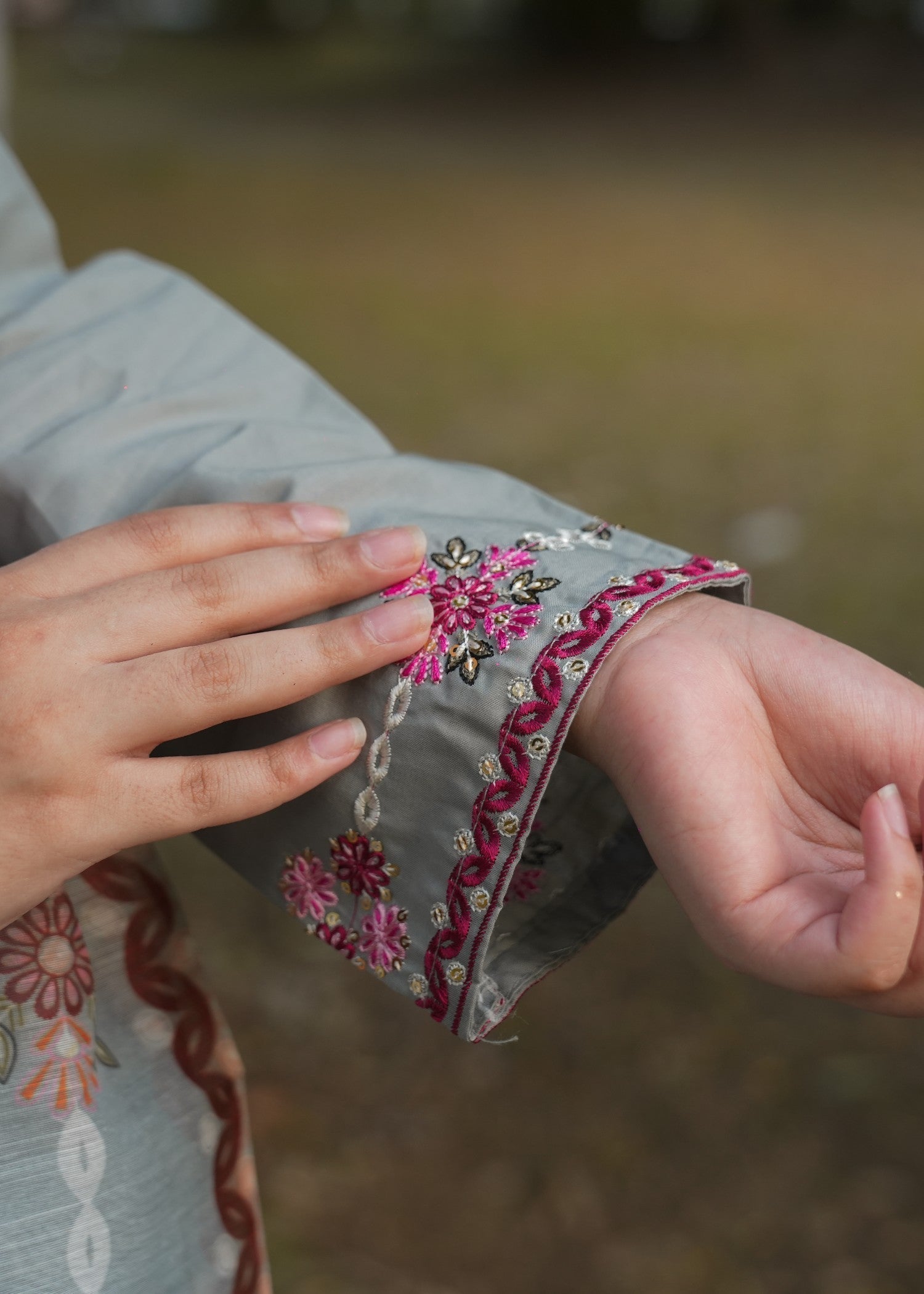 Attirepret Pastel Grey Elegance – Cotton Suit Women 3pcs