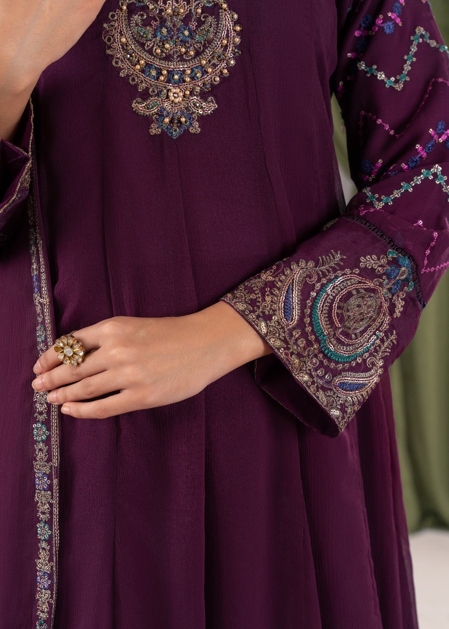 Pehnawa Fashion Charm Frock chiffon Women 3pcs