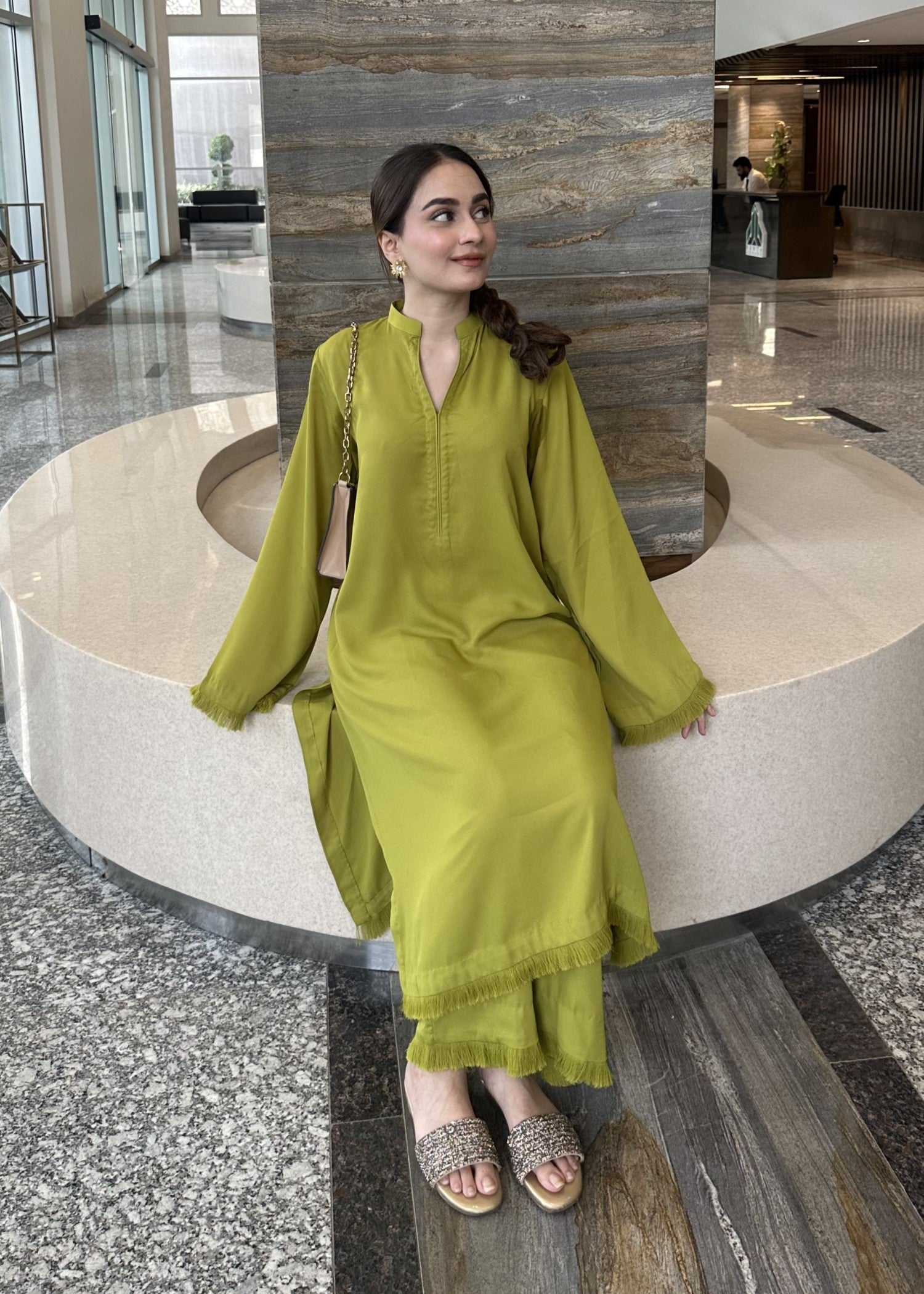 Zenyre Lime Glow Solid Set Women 2pcs