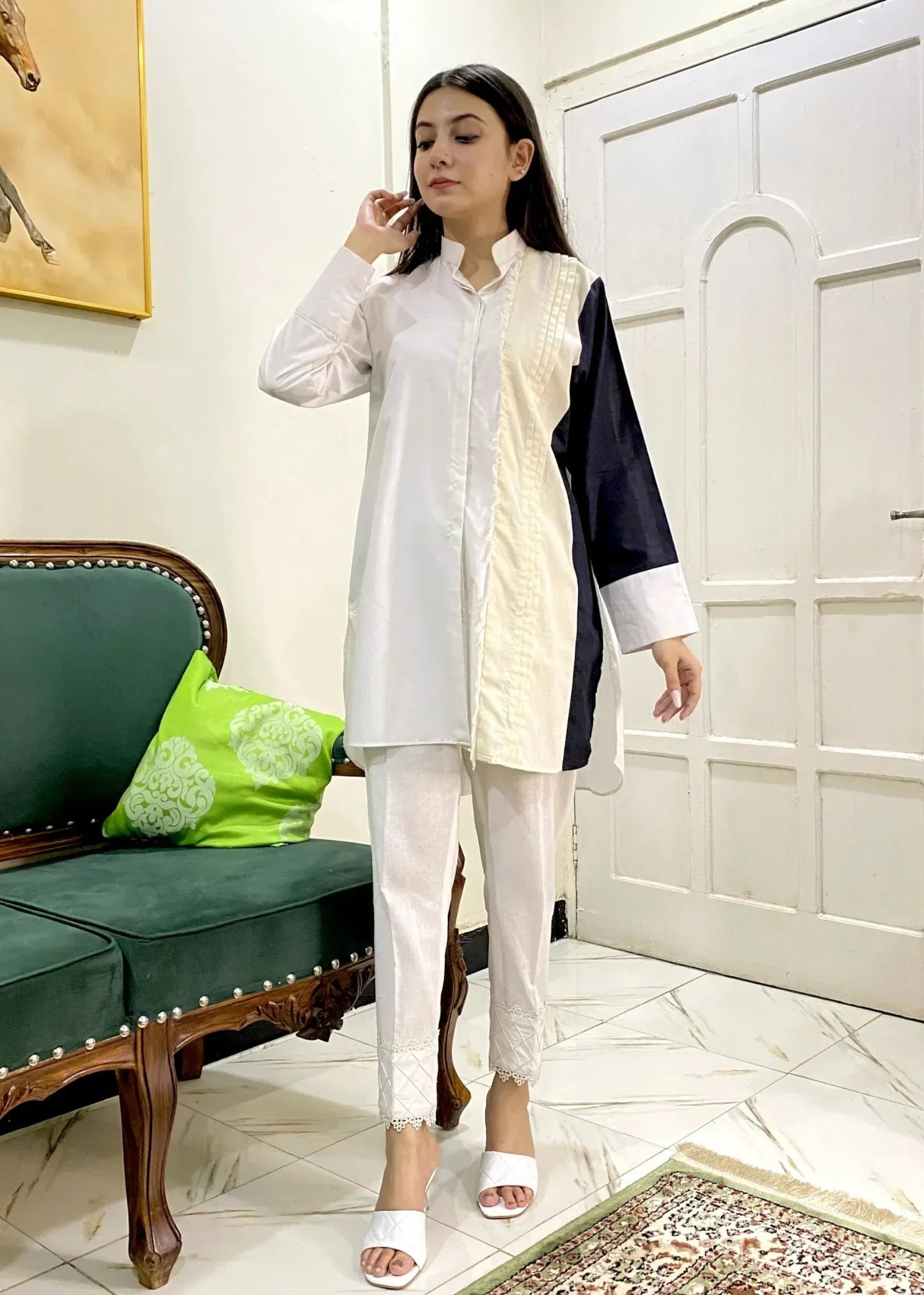 Urban Cut Versatile Design Cotton patchwork Shirt Women 1pcs