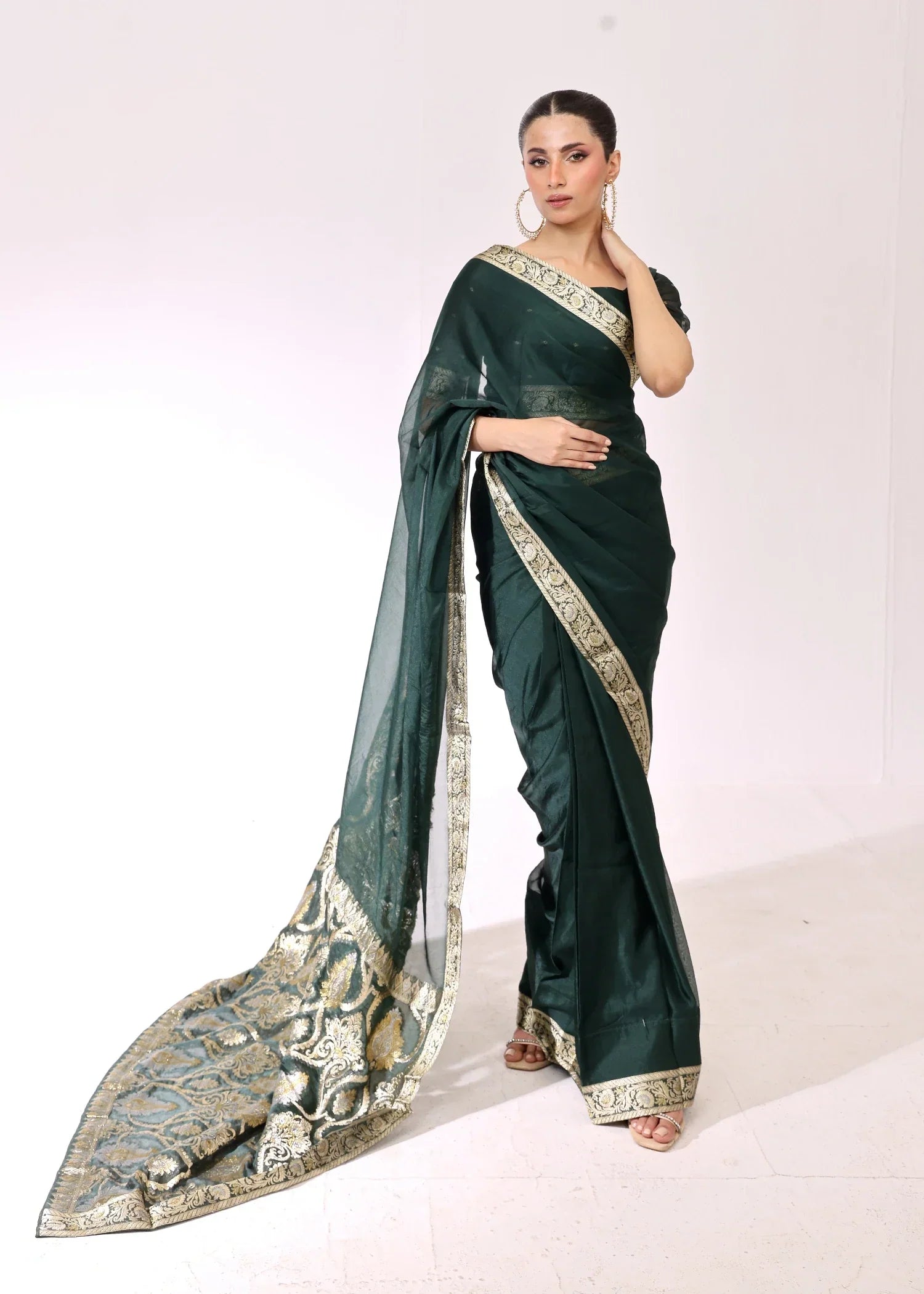 Ripret Emerald Banarsi Saree Women 3pcs