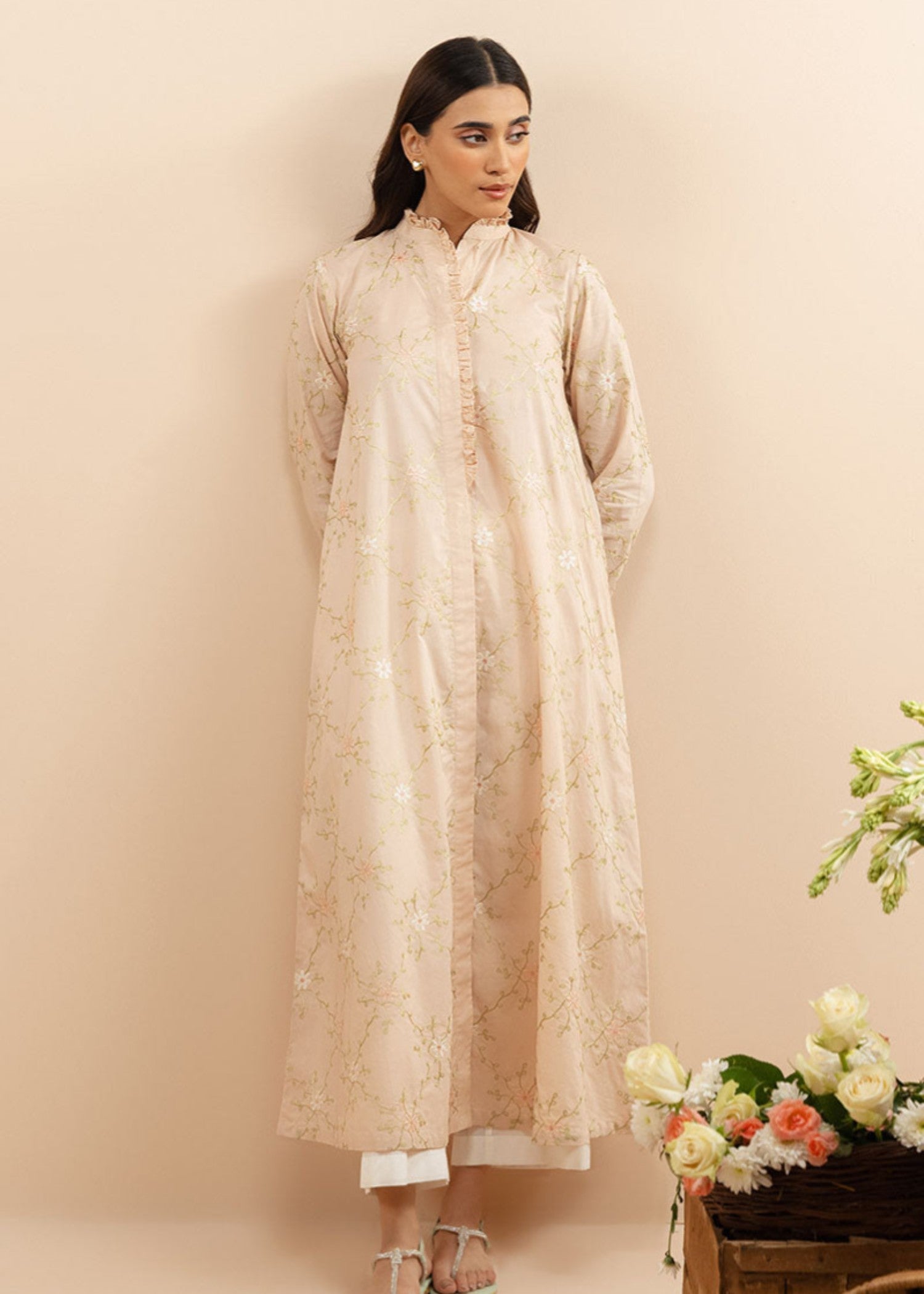 Cross Stitch BLUSH GARDEN EMBROIDERED SHIRT 0125RTWEMLBAS0103 Women 1pcs