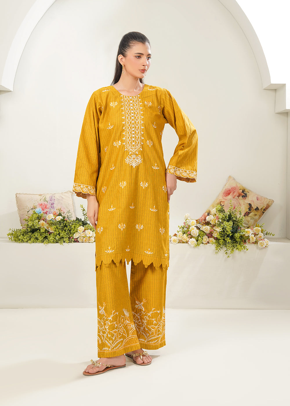 Elara Official Embroidered Flapper Suit Women 3pcs