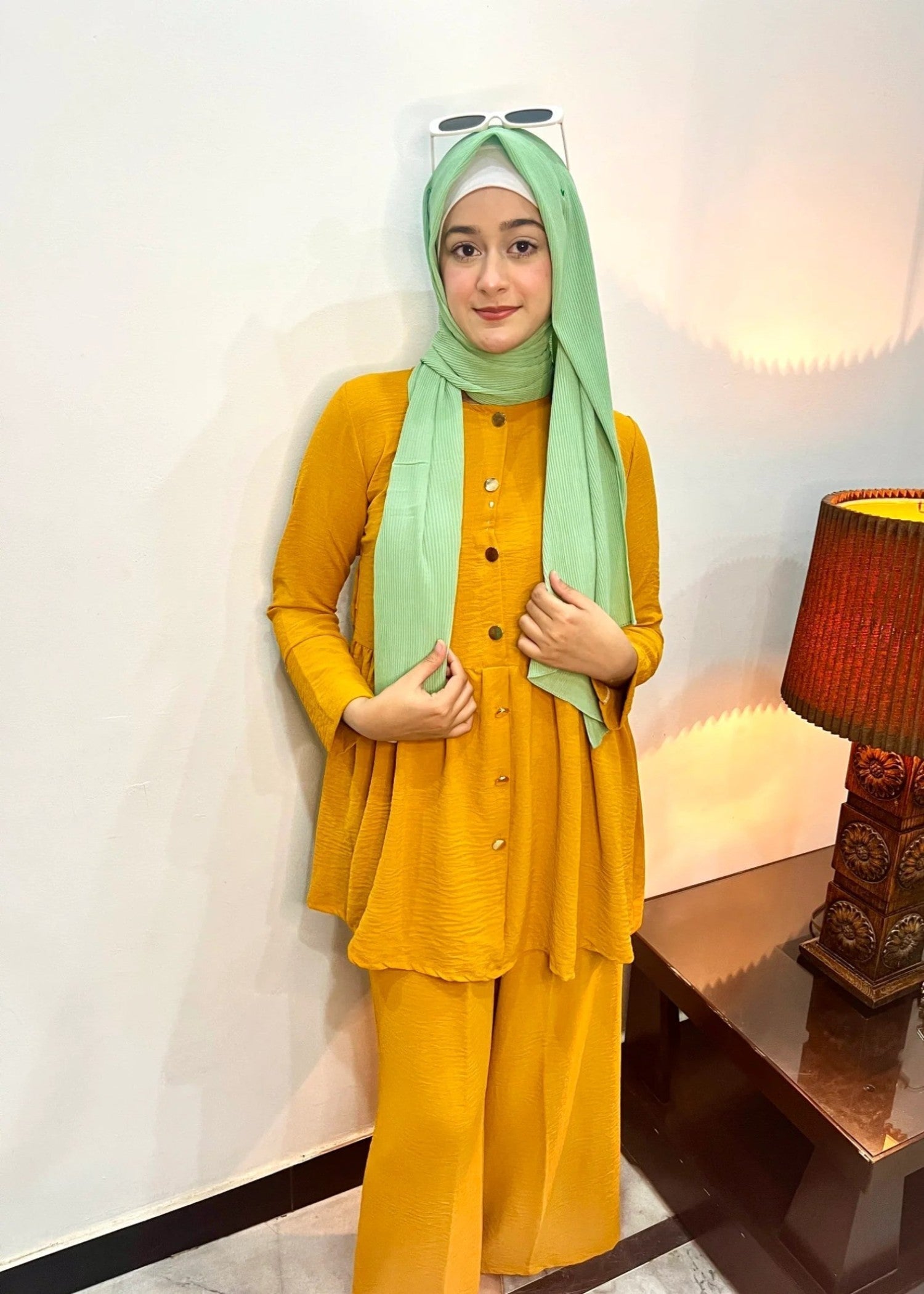 Al Rubab Collection Iris Frock Style Co Ord Set Marigold Women 2pcs