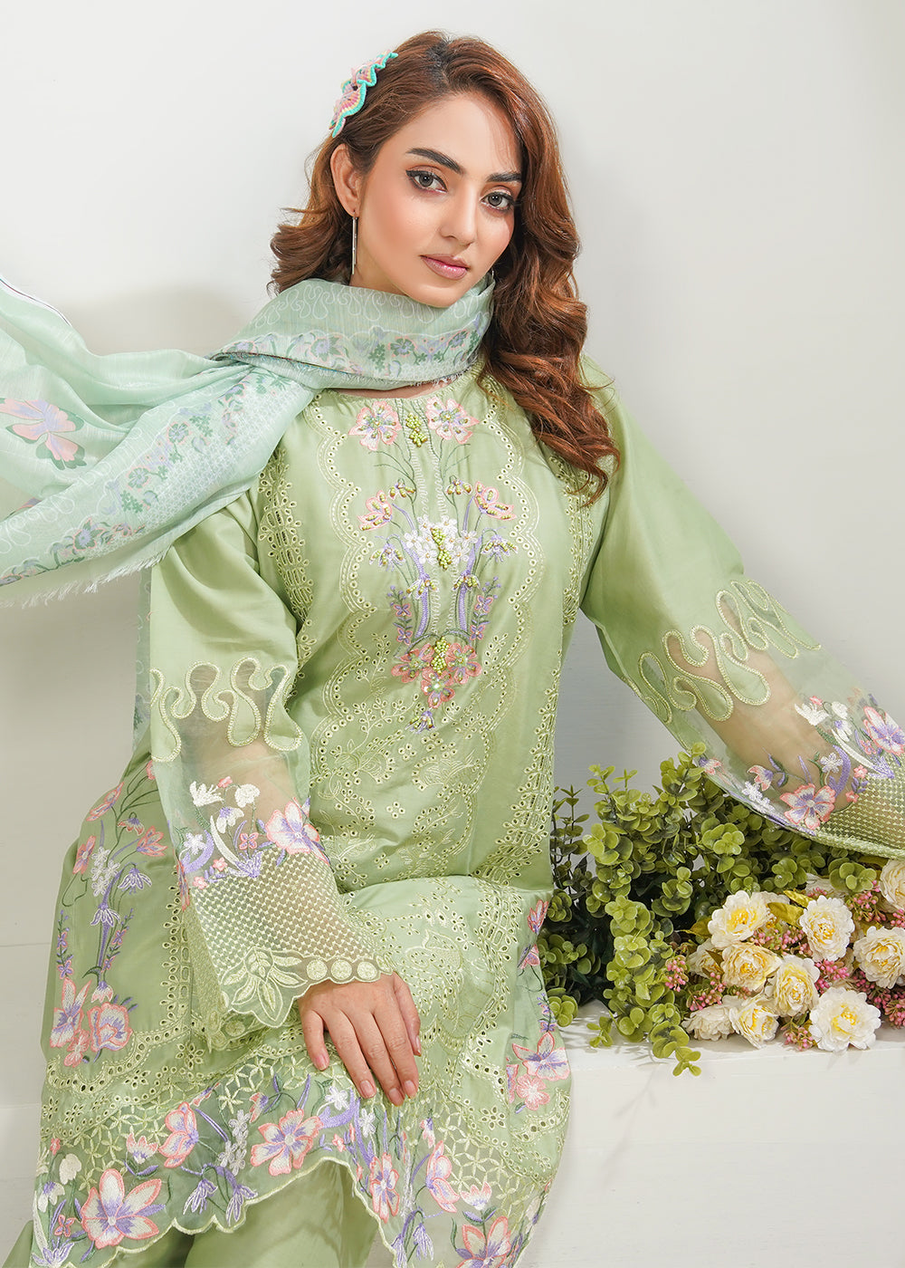 Elara Official Pistachio Green Women 3pcs