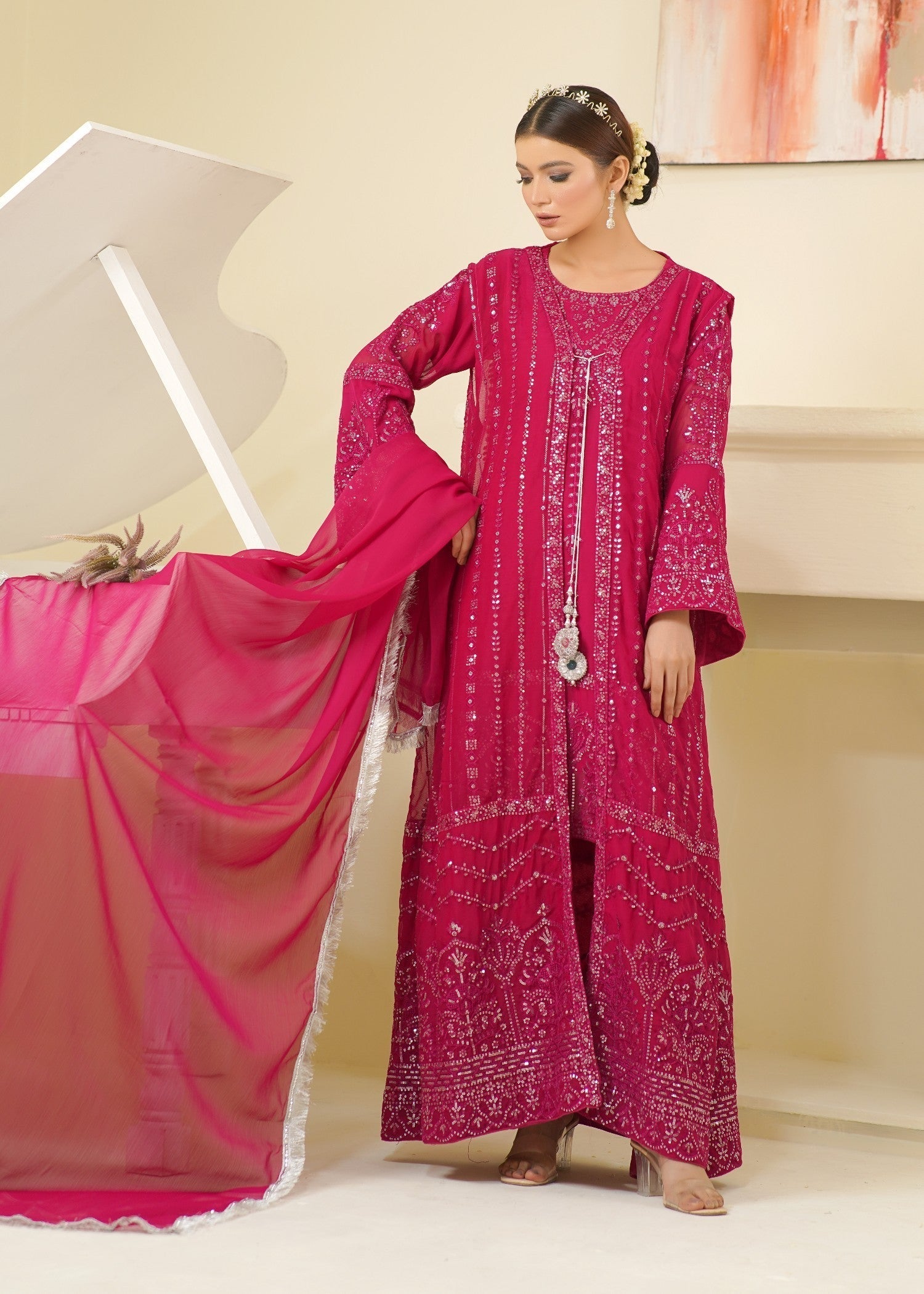 Rangoon Clothing Nameera Hot Pinkhoit Women 4pcs