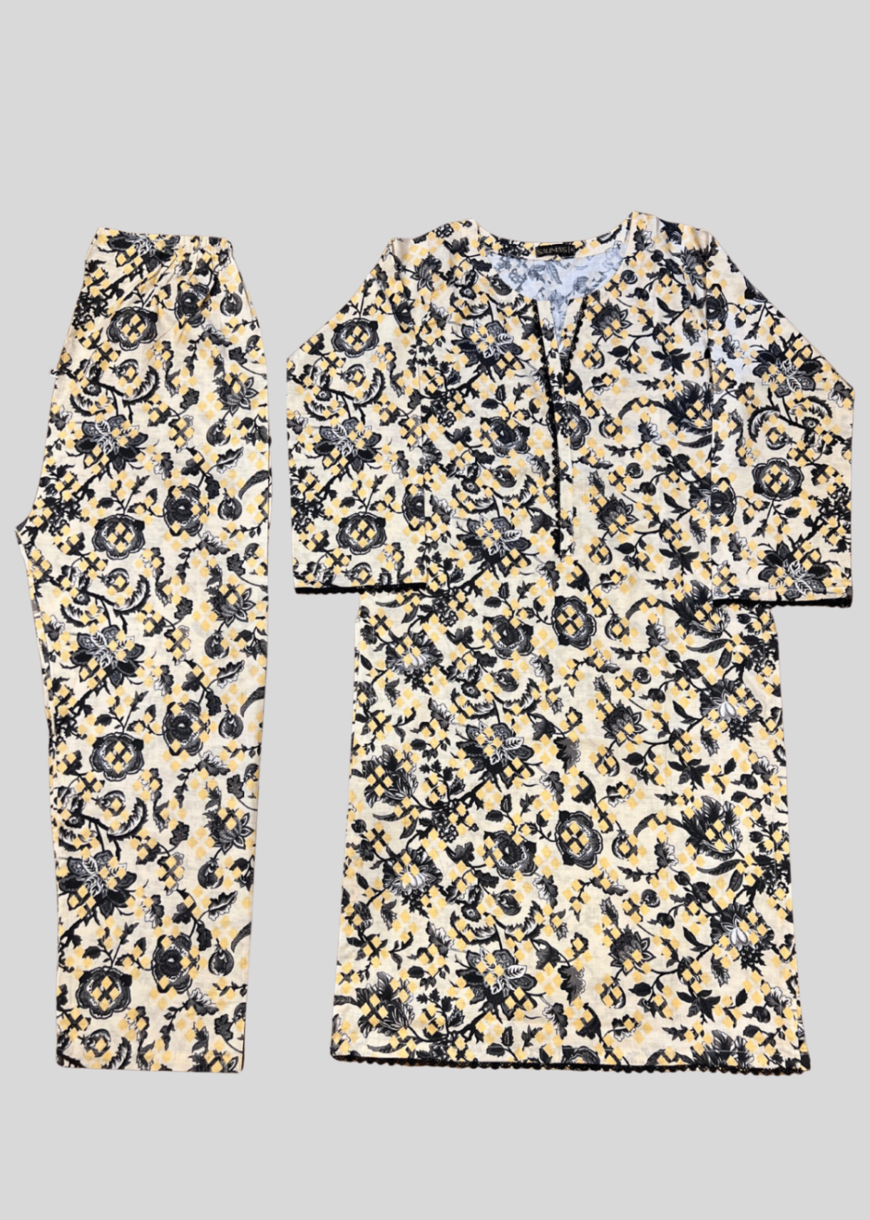 Salimas Elegant Lilac & Periwinkle Leaf Print Stitched Lawn Suit Women 2pcs