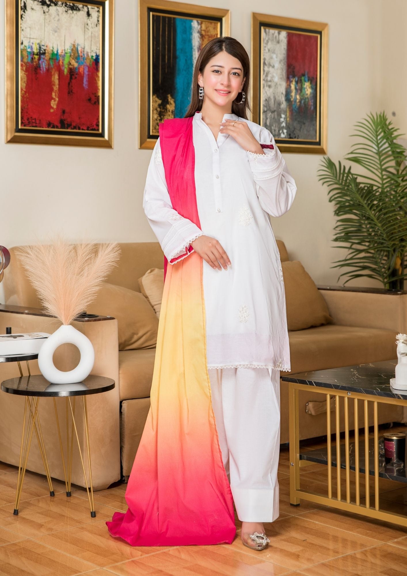 Yolo Pret Embroidered Cotton Lawn with Ombre Printed Lawn Dupatta OMBRE O25 0002 Women 3pcs