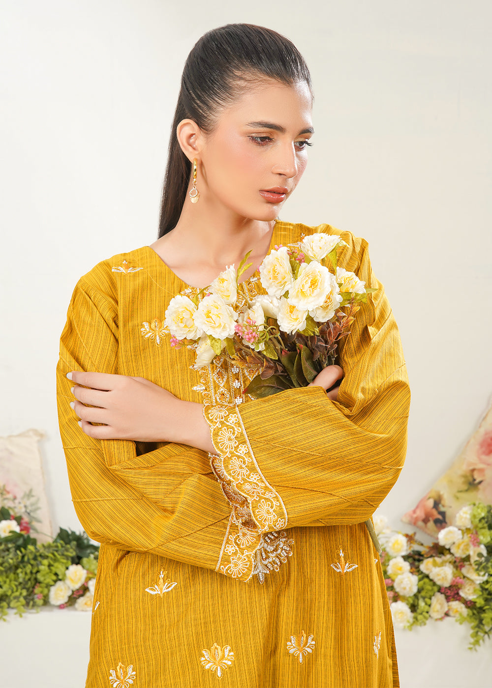 Elara Official Embroidered Flapper Suit Women 3pcs