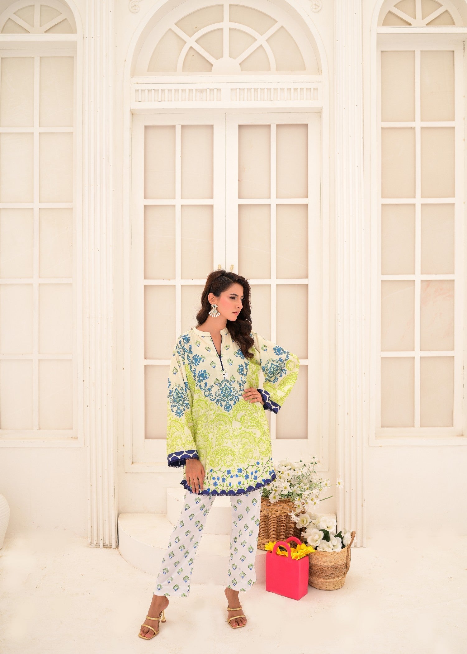 The Affordable Designer Green& White Co’ord Women 2pcs