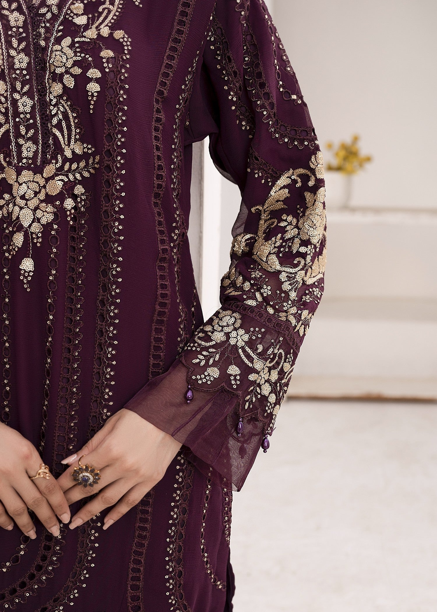 Pehnawa By Bin Akram’s Plum Glamor | Chiffon Women 3pcs