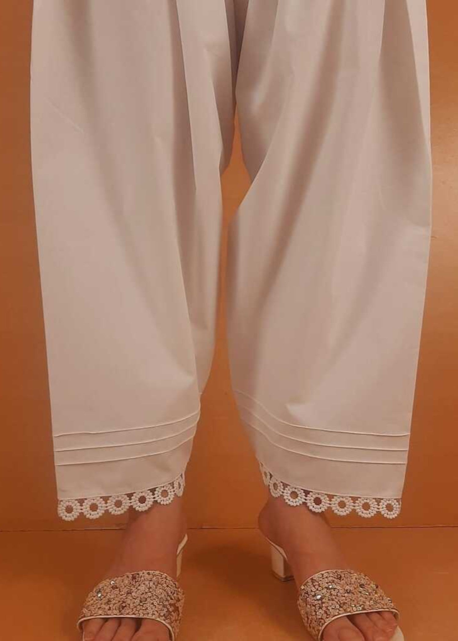 Zardi Laces Embellished Shalwar White ZSL05 Women 1pcs