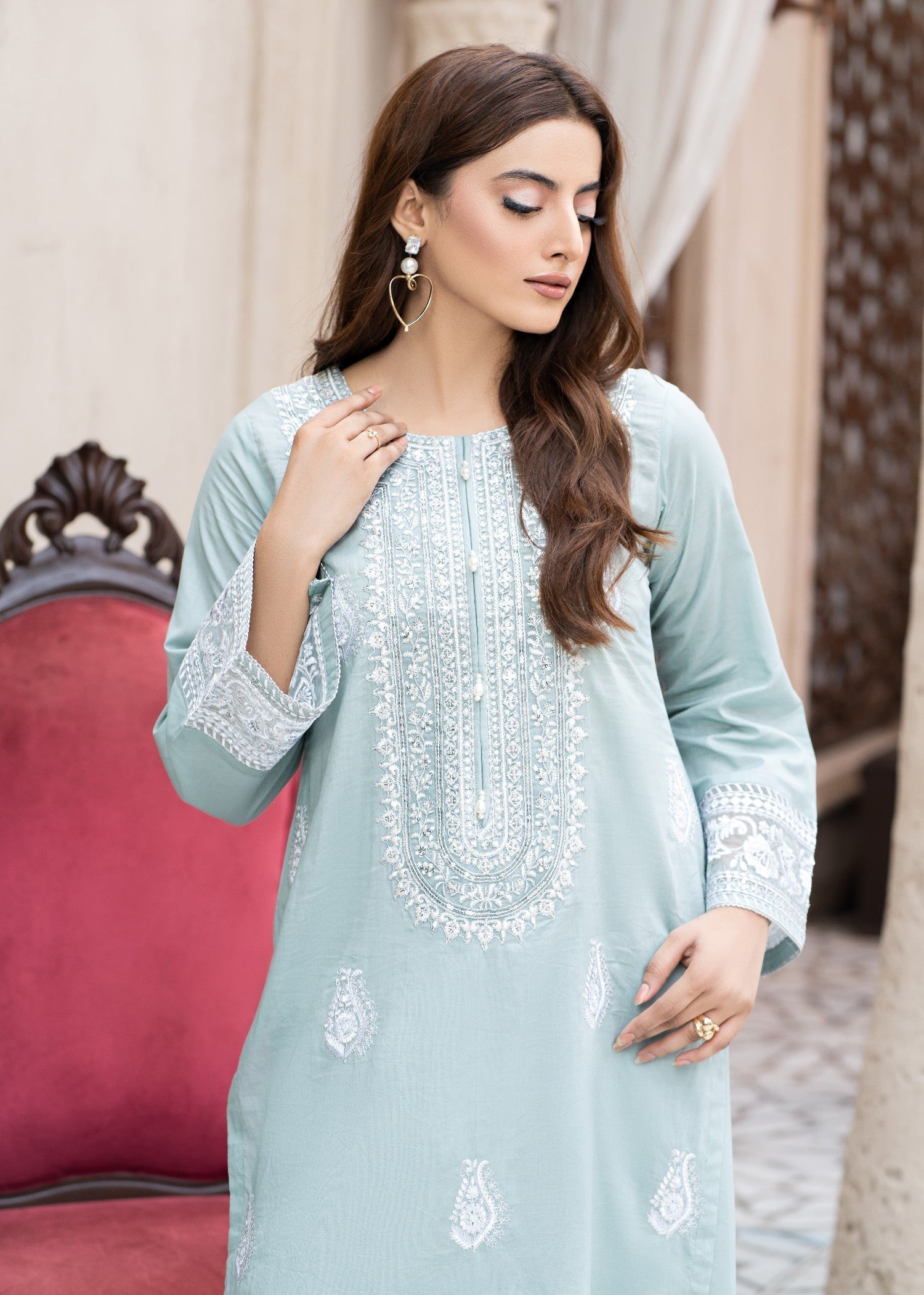 Madame Embroidered Lylic Suit 2756 Women 3pcs