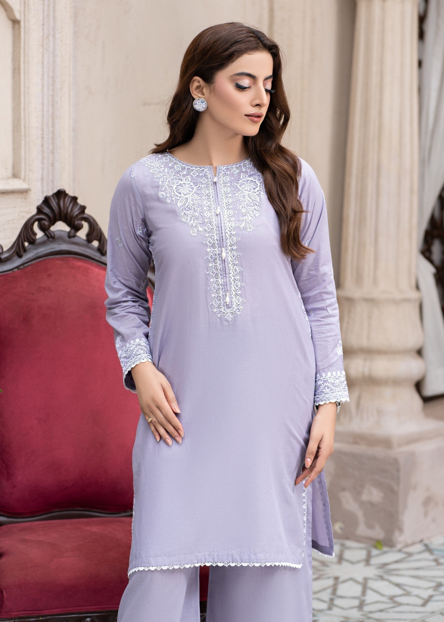 Madame Embroidered Cotton Suit 2757 Women 3pcs