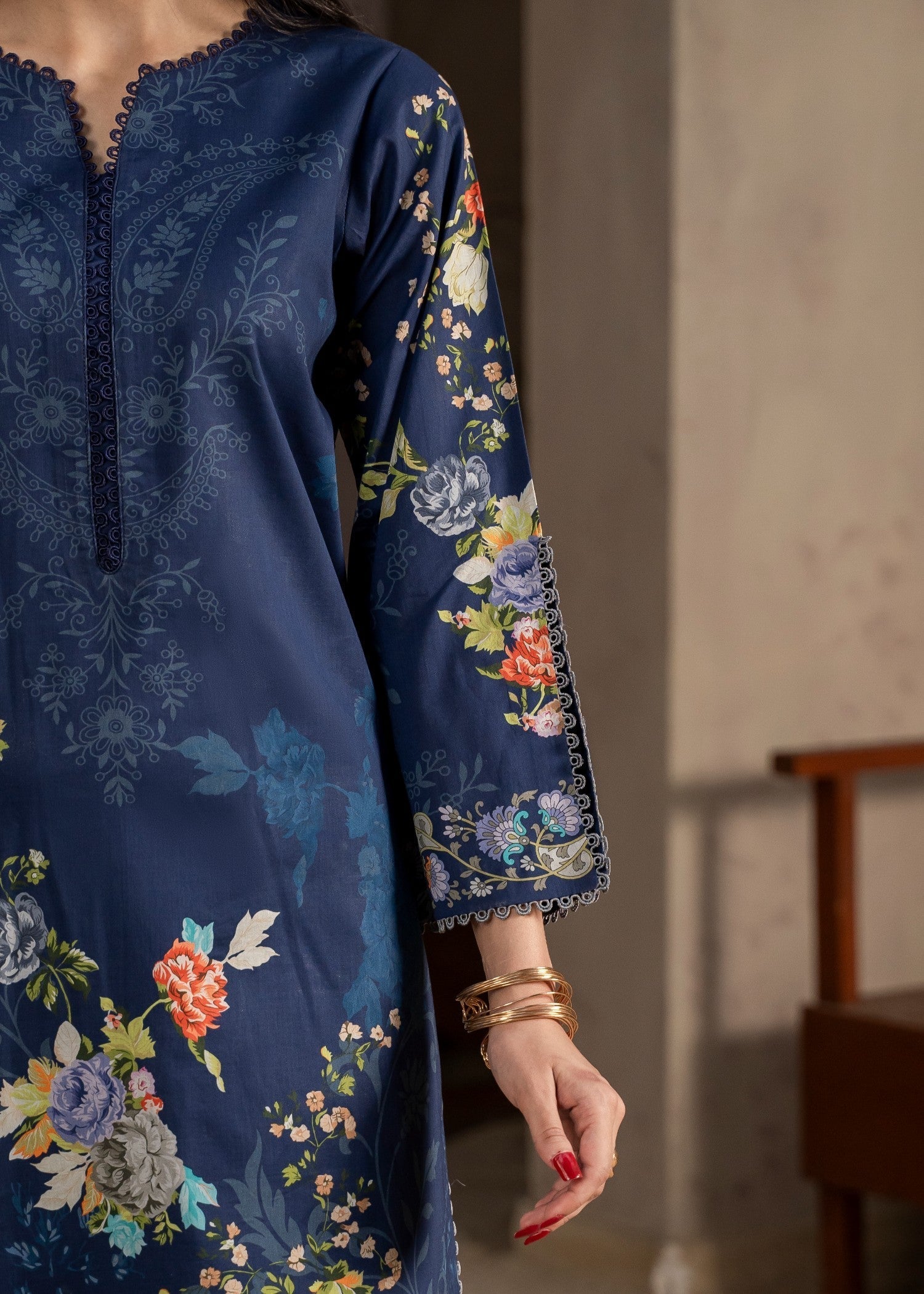 FIRDOUS Stitched Printed Lawn D142 Blueberry Women 3pcs