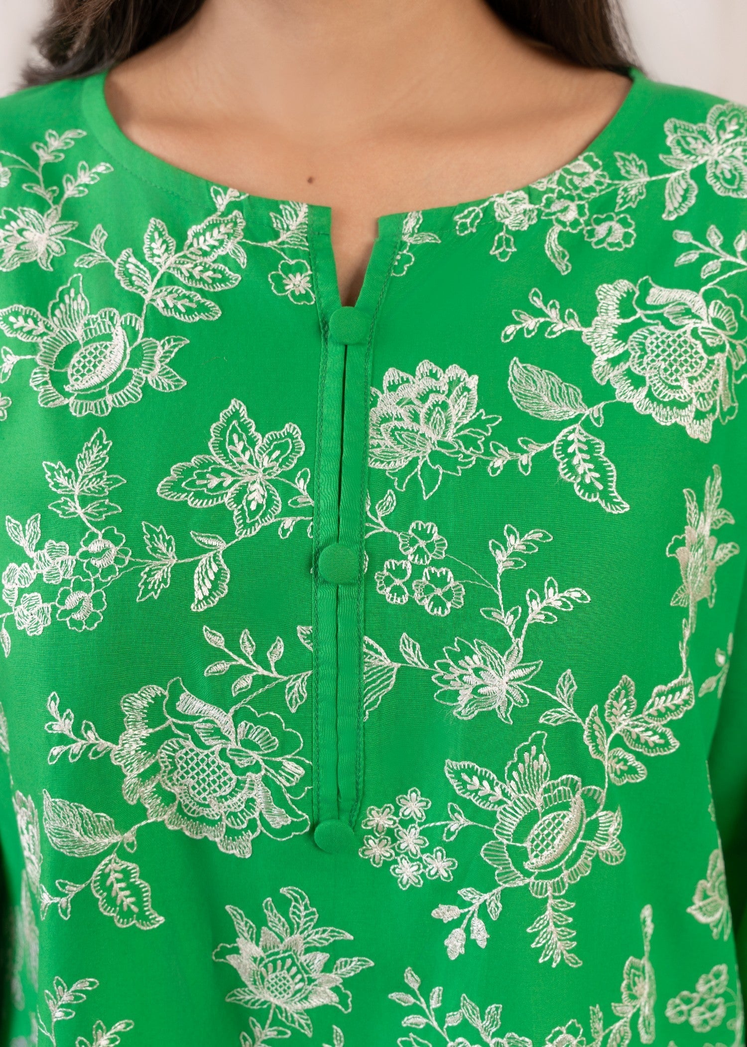 Musani Embroidered Lawn Stitched Shirt Green Women 1pcs