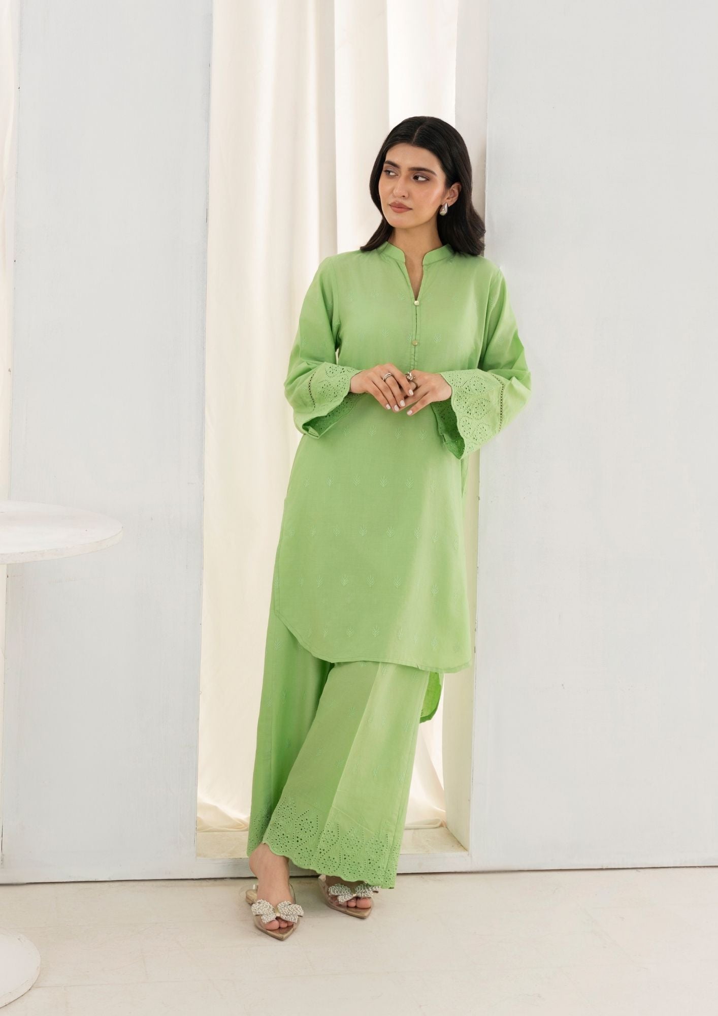 Yolo Pret Schiffli Embroidered Set Rozana S25 0018 Women 2pcs