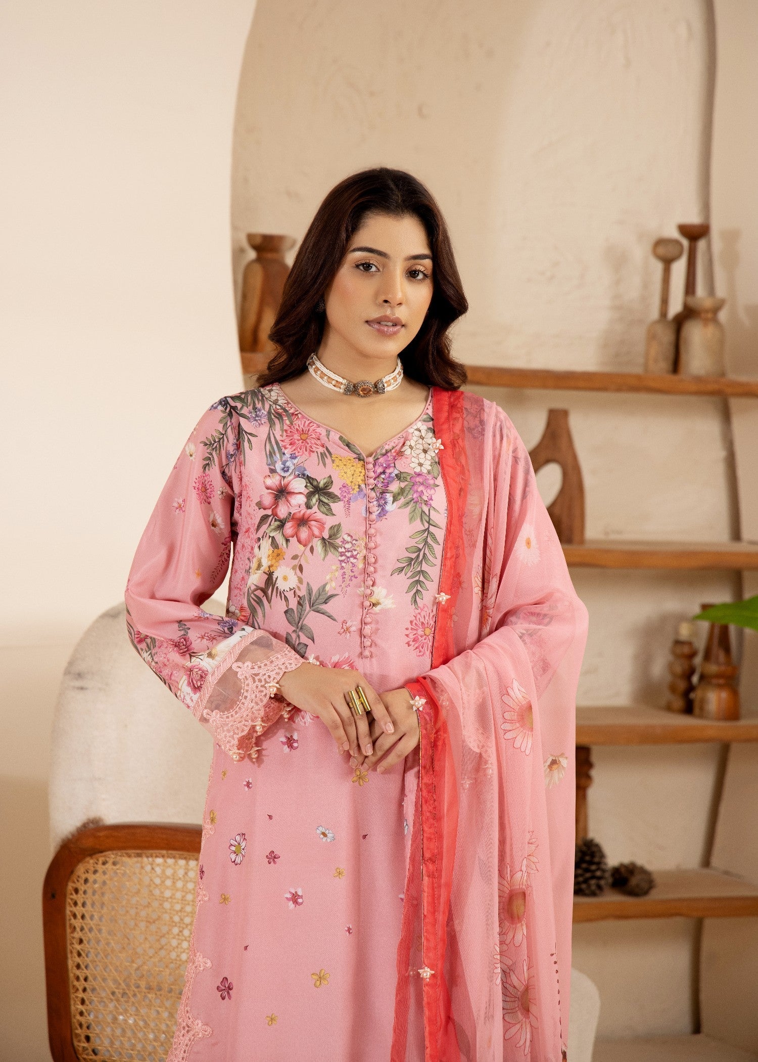 Khubsurat 4355 KH ST Pink Printed Women 3pcs
