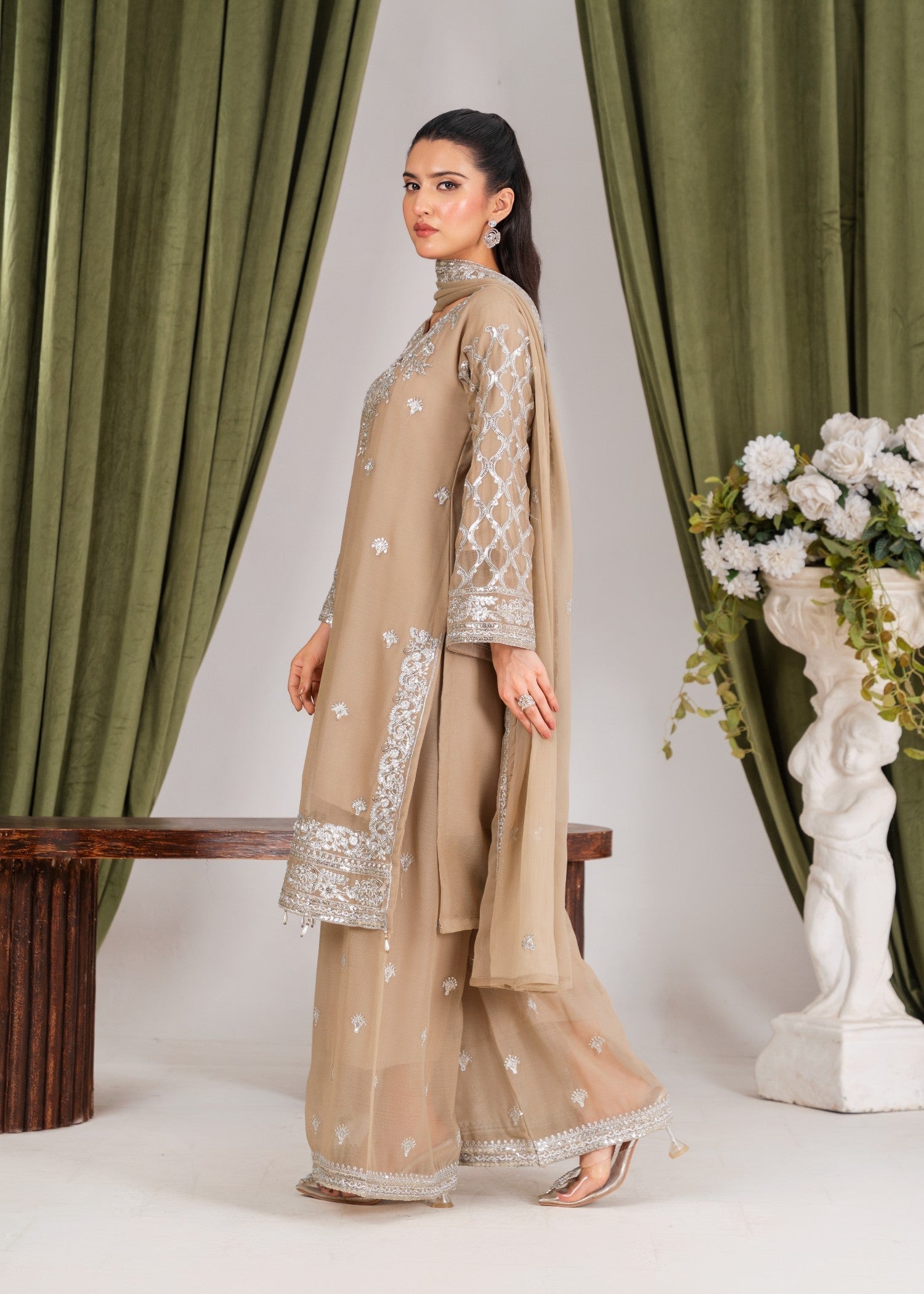 Four Season Boutique MEHERBAAN TAN BROWN Women 3pcs