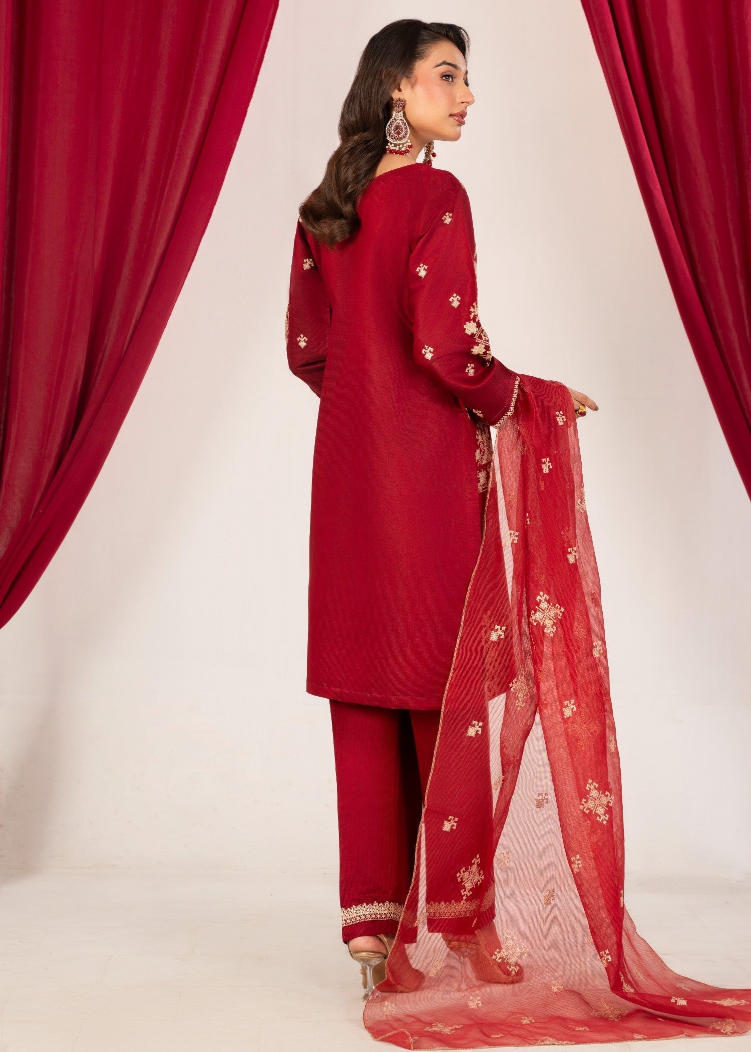 Al Burhan Apparel naazish mahroon Women 3pcs