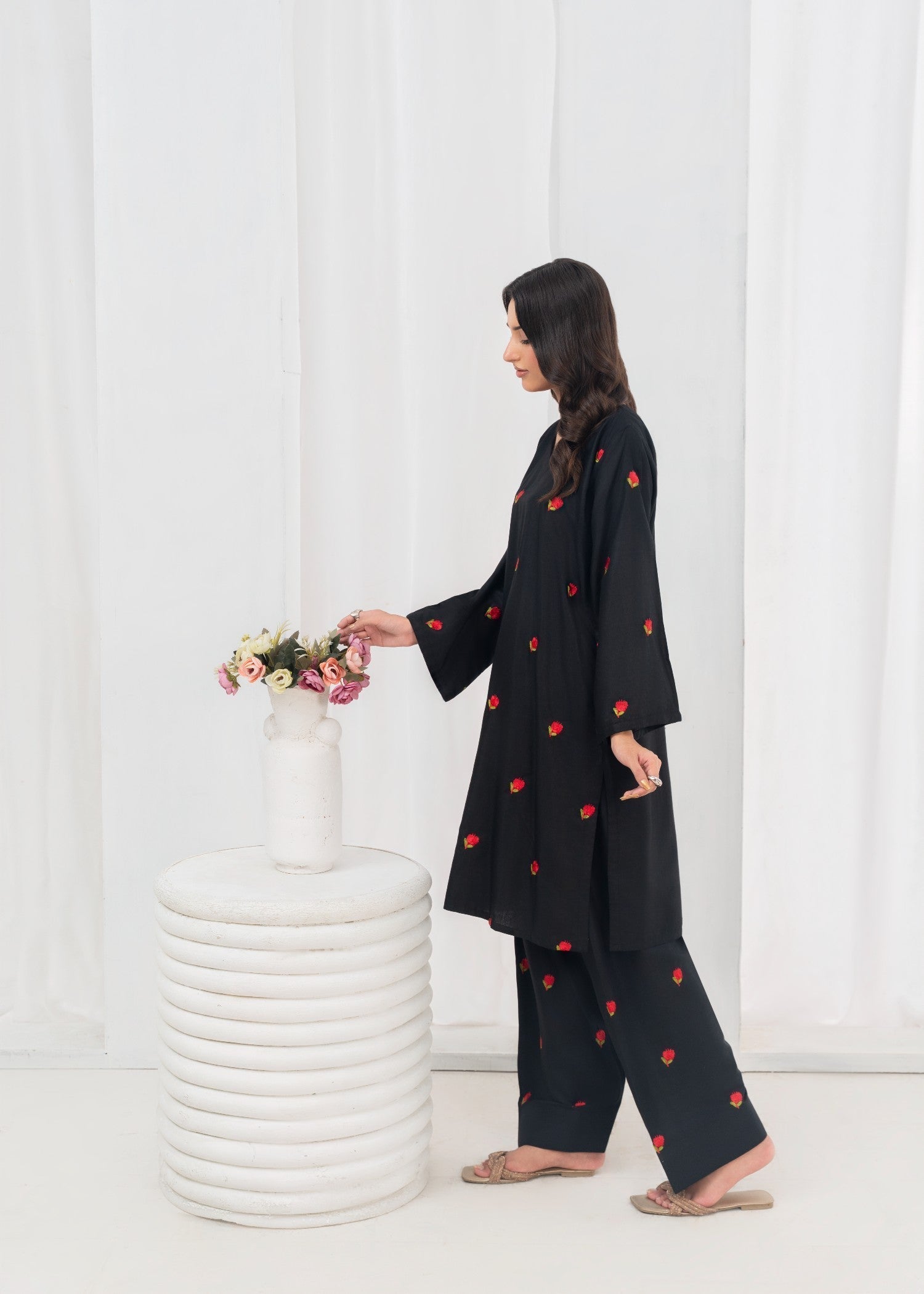 Stylish Collection PETAL EMBROIDERED FARSHI Women 2pcs